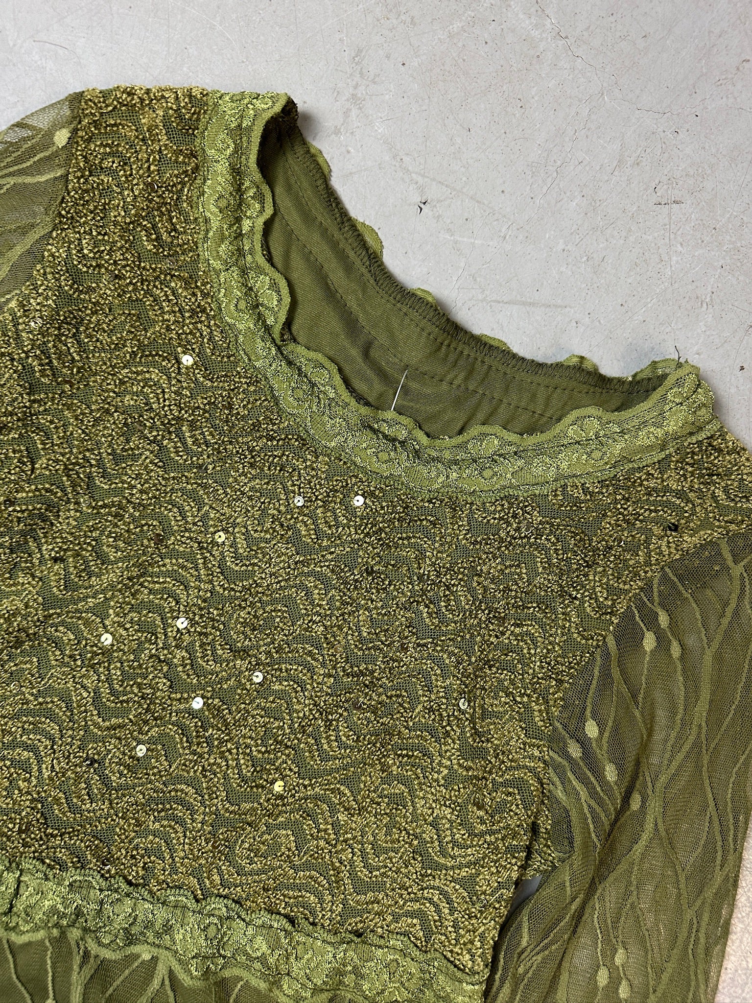 Detailbild von Vintage Green Fairy Mesh Longsleeve von Vorne