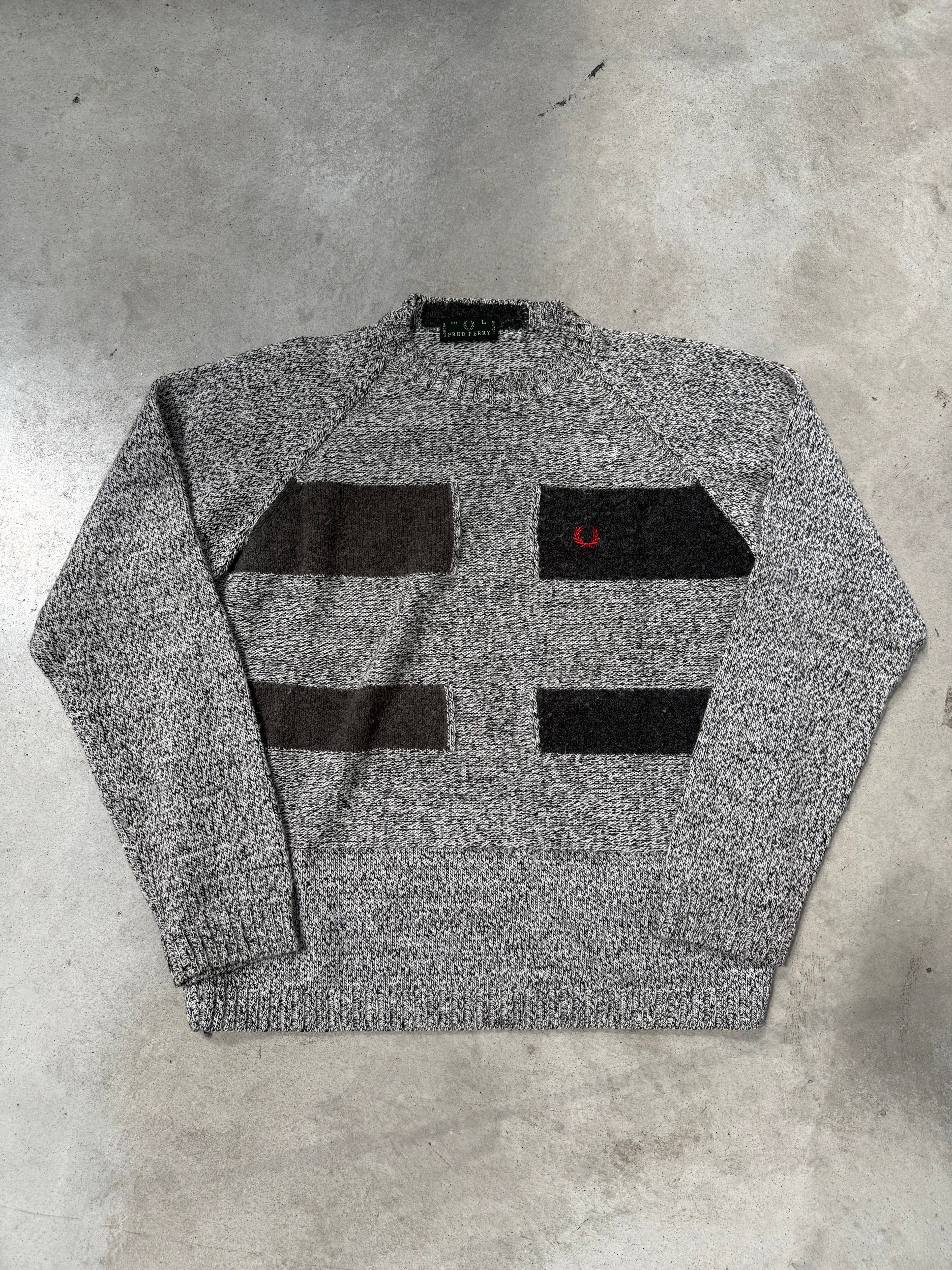 Vintage Fred Perry Marble Grey Knit Sweater L