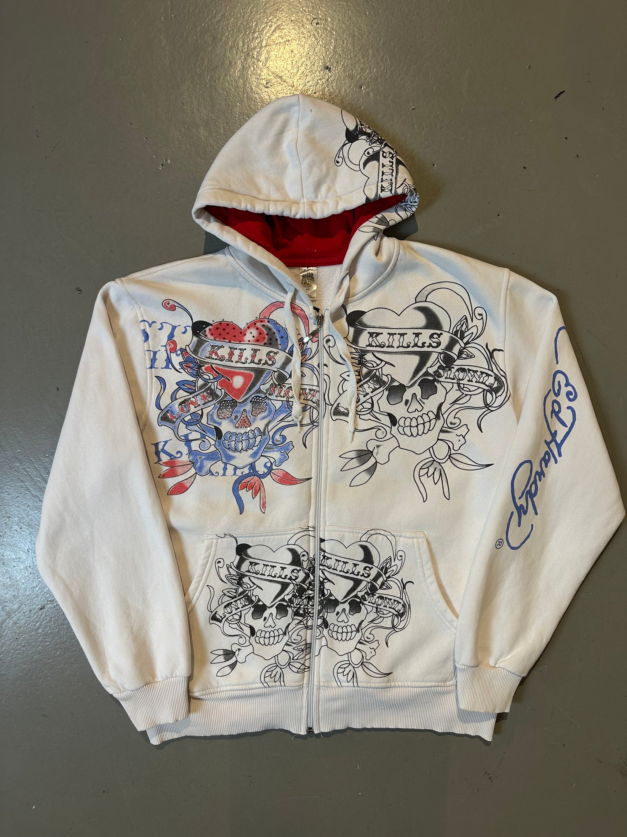 Vintage White Ed Hardy Zipper XL