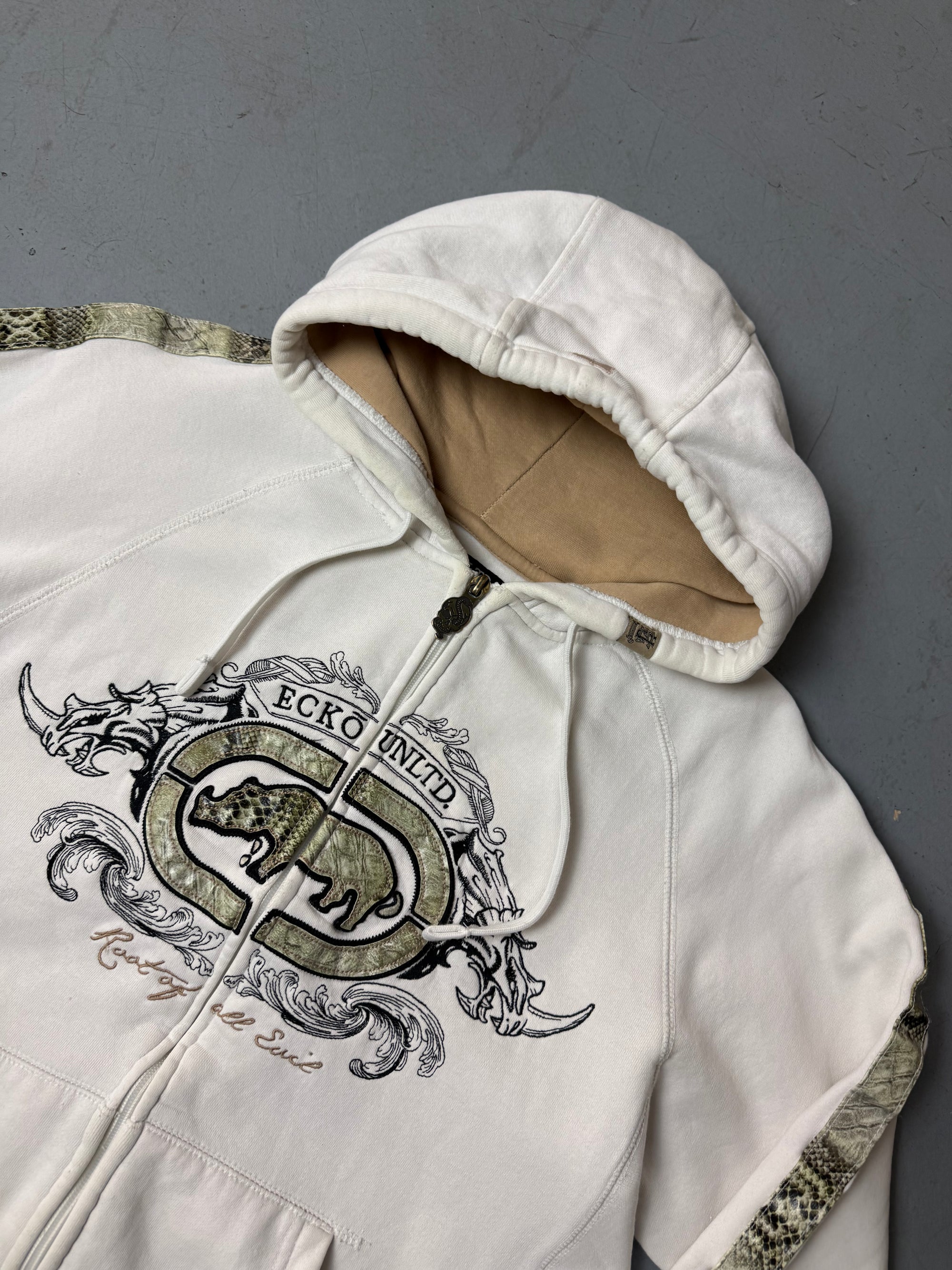 Vintage Ecko Unltd. White Oversized Zip Up Hoodie S/M