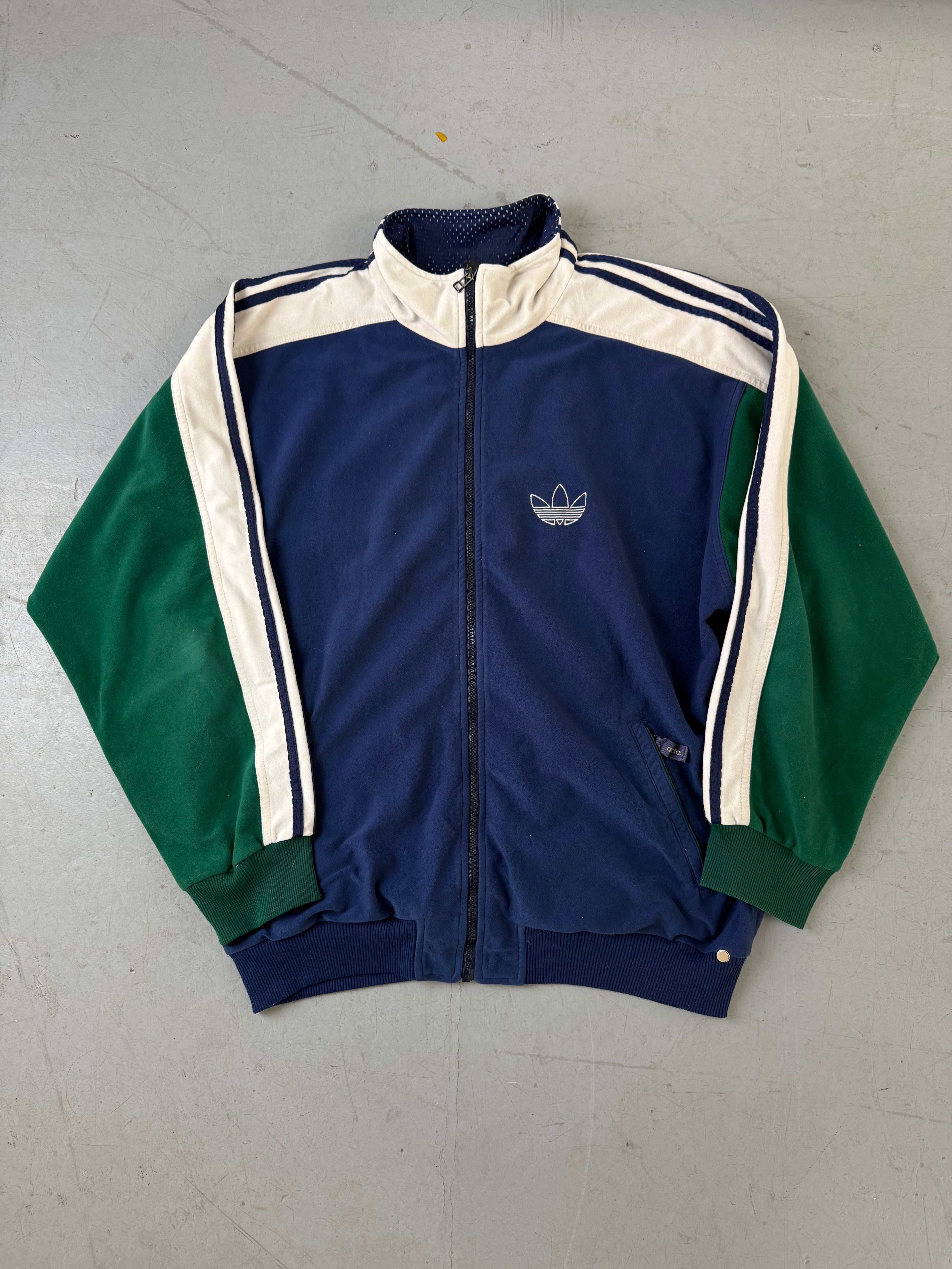 Vintage Adidas Blue/Green Track Jacket  für Herren. Y2K Second Hand 2000s Fashion