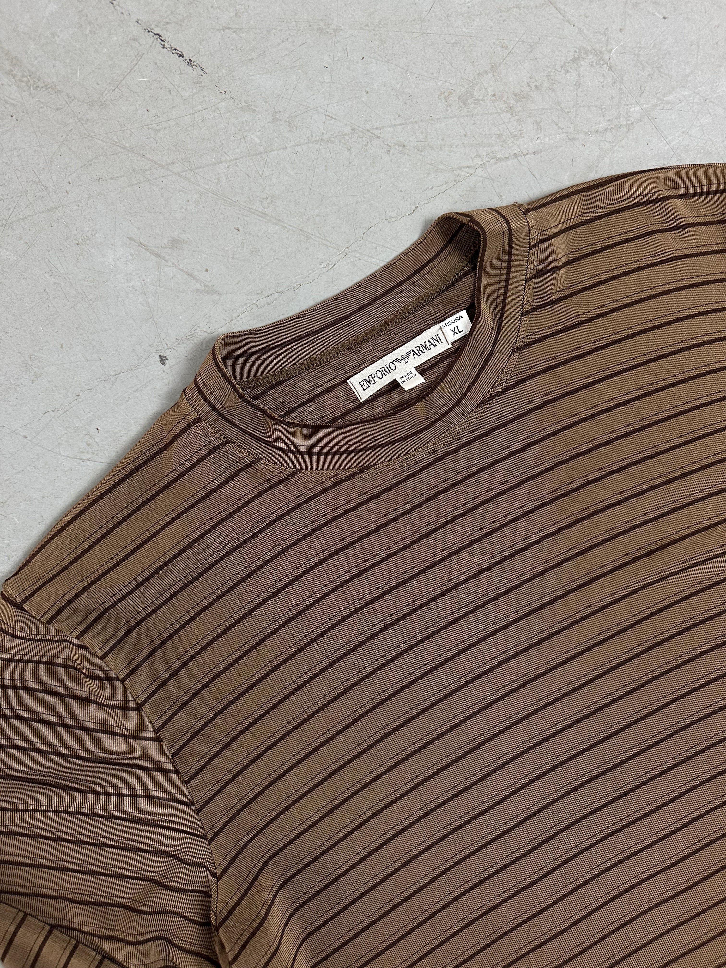 Vintage Emporio Armani Brown Striped Longsleeve L