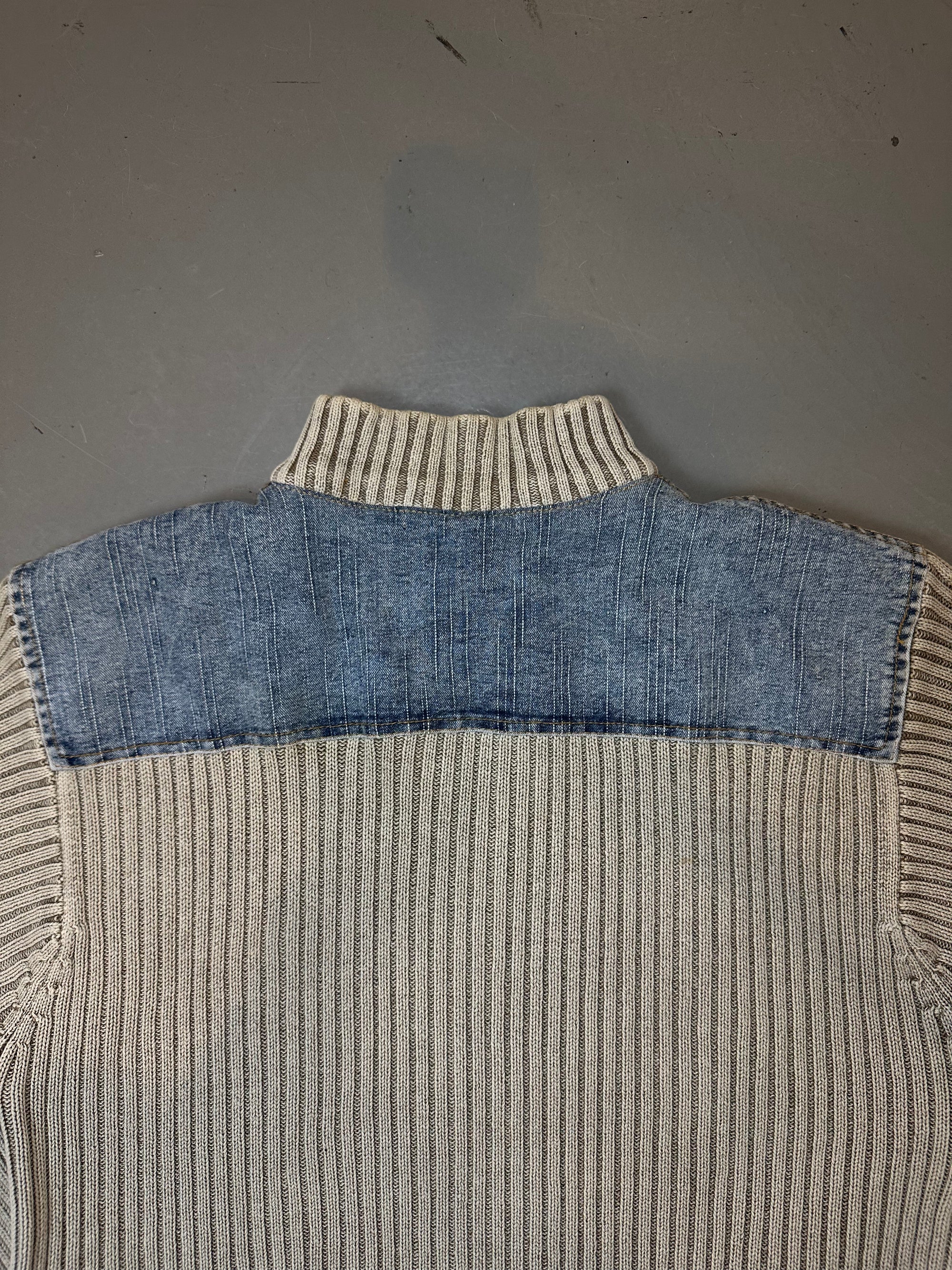 Vintage Knit/Denim Zipper M/L