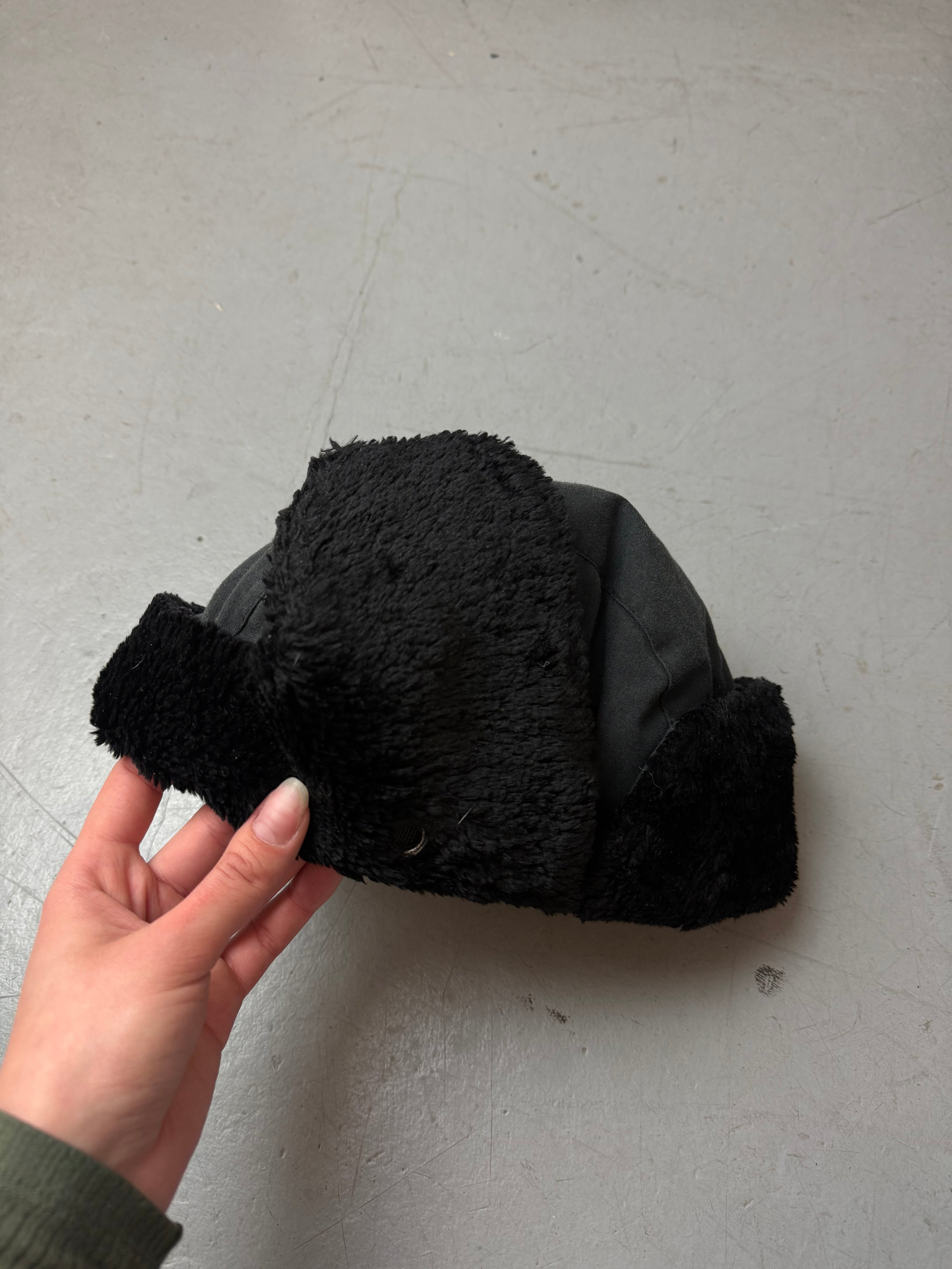 Vintage Black Faux Fur Ushanka. Unisex. Y2K Second Hand 2000s Fashion