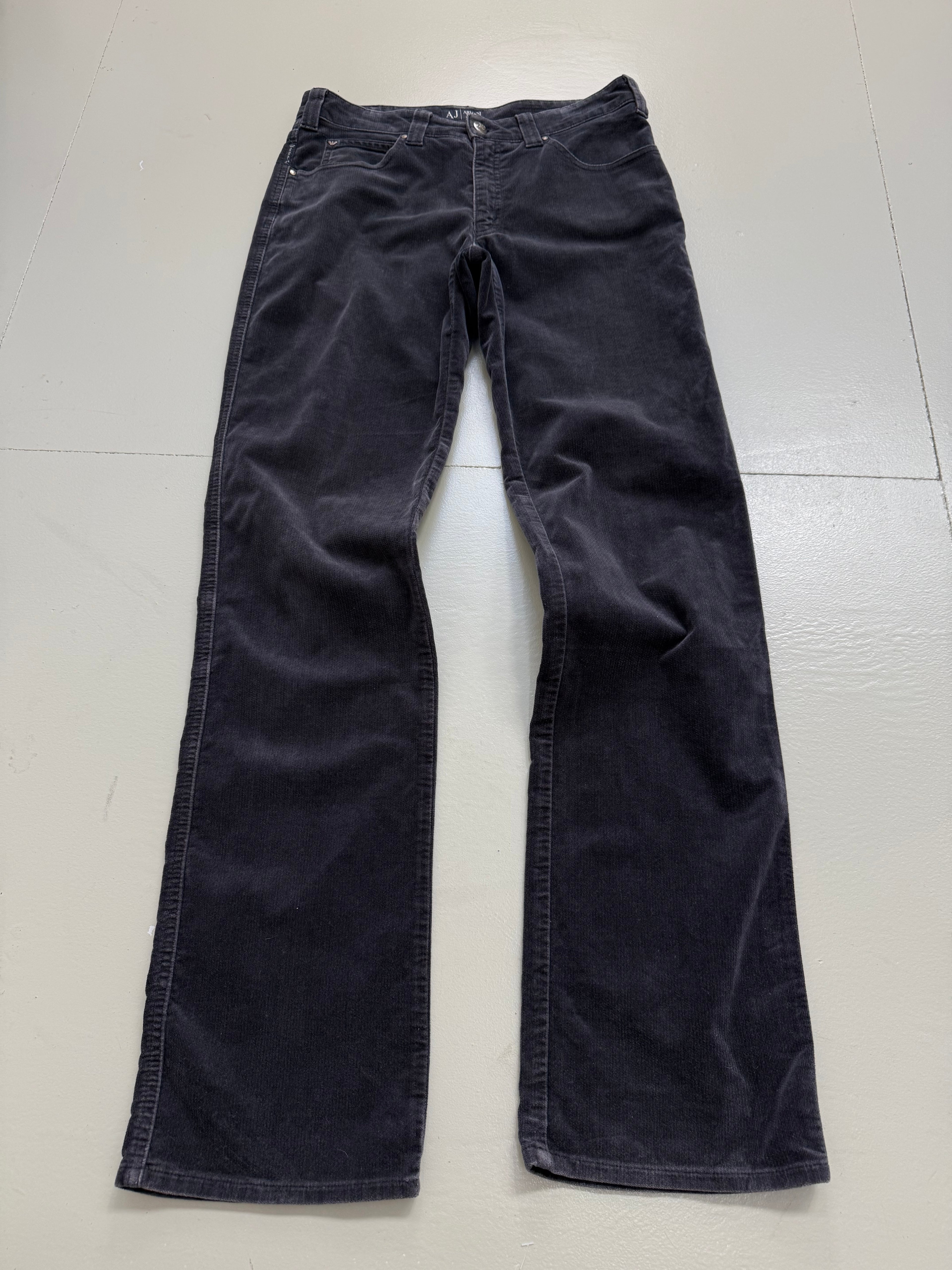 Vintage Armani Jeans Black Cord Straight Fit Pants M