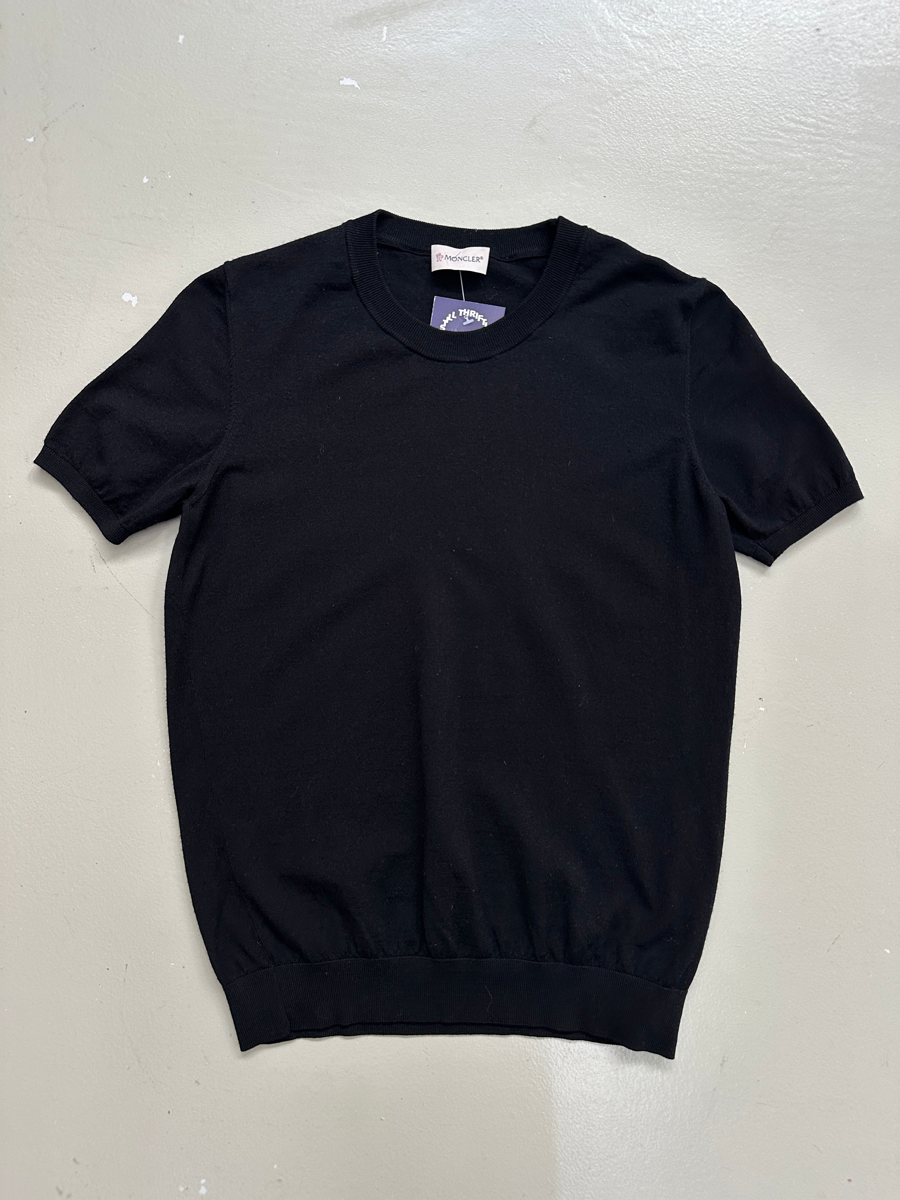 Vintage Moncler Black Short Sleeve Wool Top L