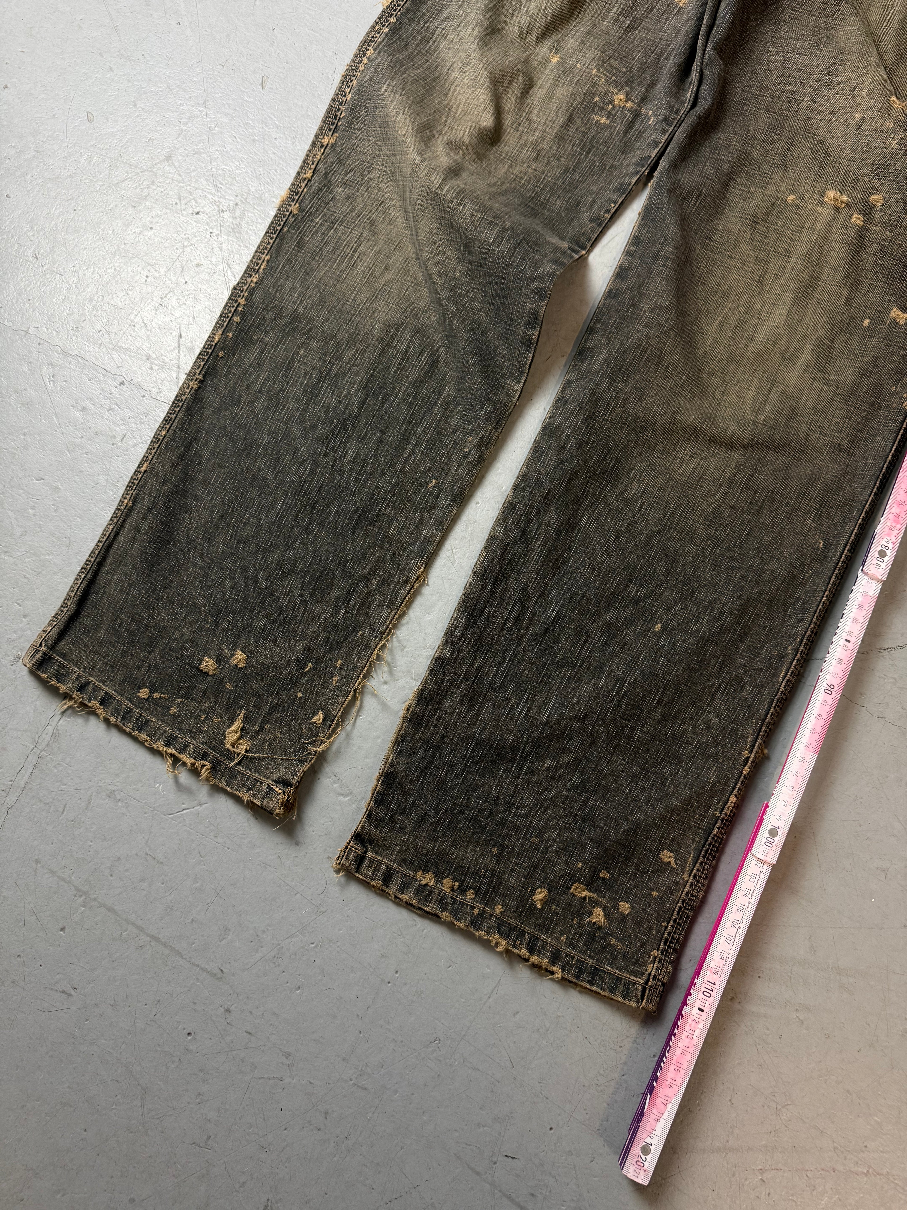 Vintage Engbers Grey Washed Ripped Jeans für Herren. Y2K Second Hand 2000s Fashion