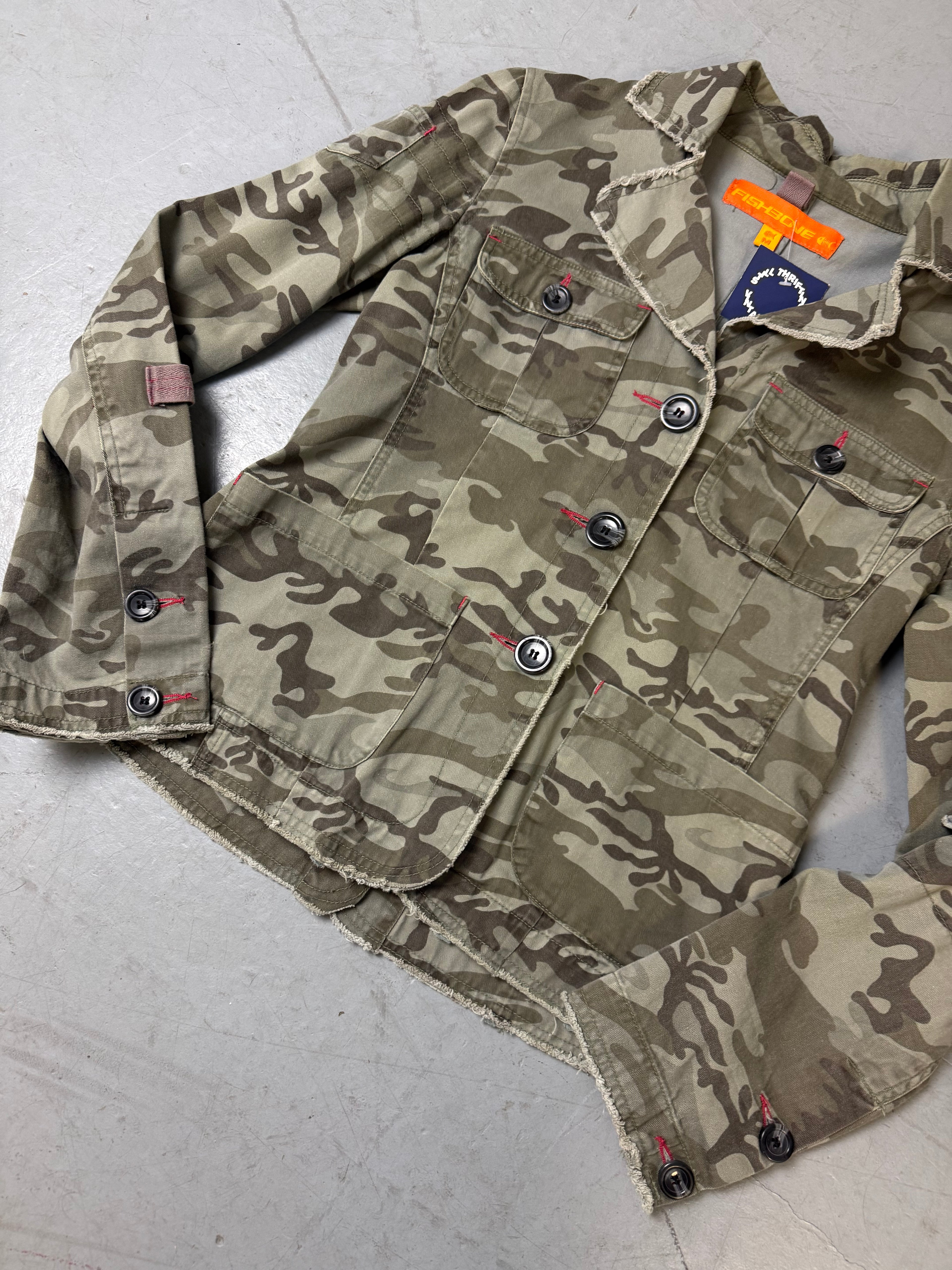 Detailliertes Produktbild von Vintage Camouflage Light Blazer Jacket S/M von vorne