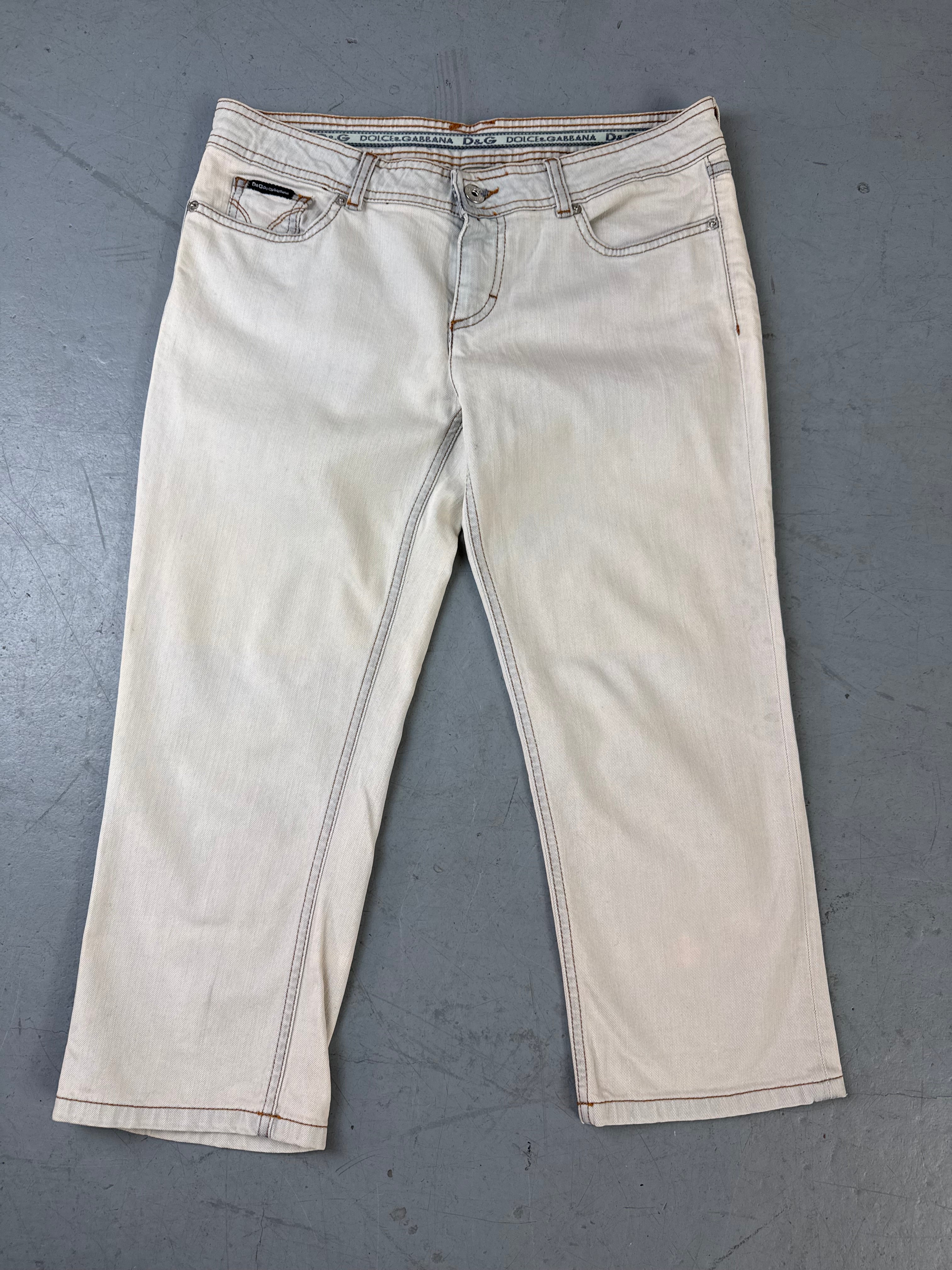 Vintage Dolce&Gabbana Beige Capri Pants für Damen. Y2K Second Hand 2000s Fashion