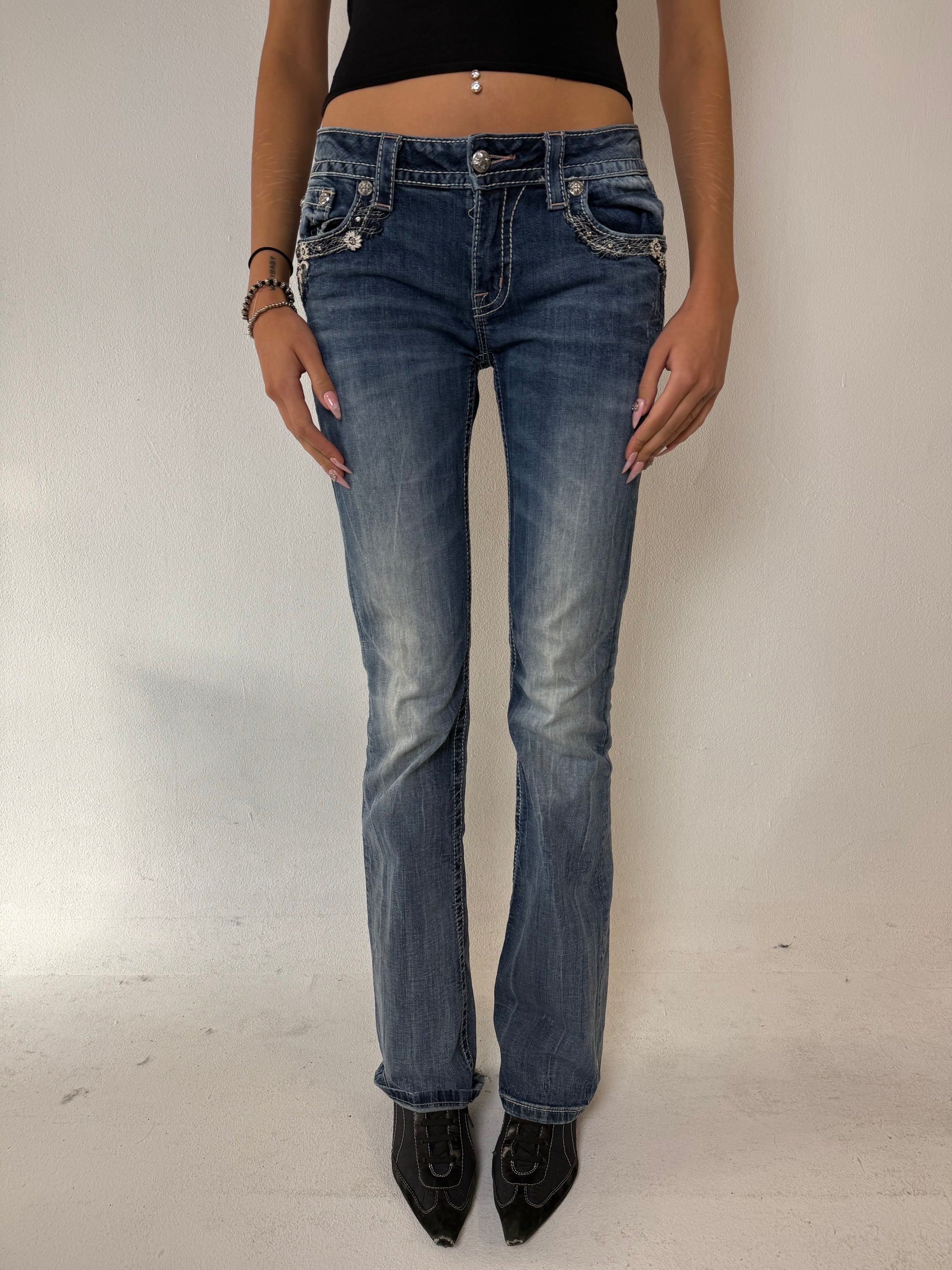 Vintage Miss Me Cross Rhinestone Bootcut Jeans M