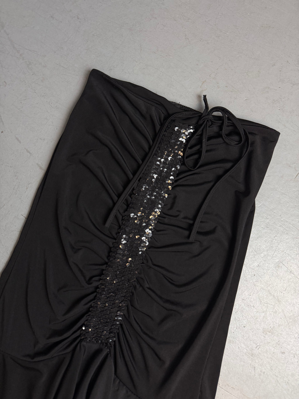 Vintage Black Strapless Mini Dress with Sequins S/M