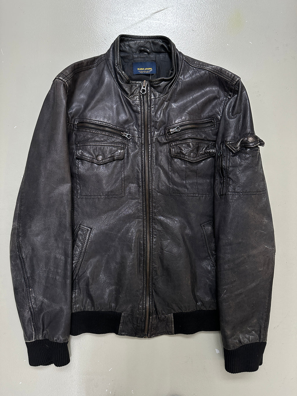 Vintage Racing Leather Jacket für Herren Y2K Second Hand 2000s Fashion 