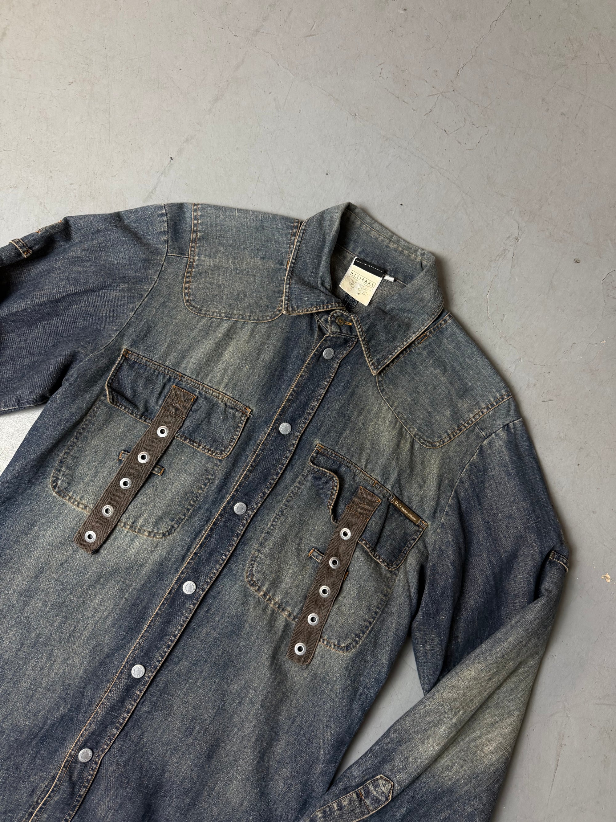 Detailbild von Vintage Dolce&Gabbana Denim Button Up Shirt von vorne