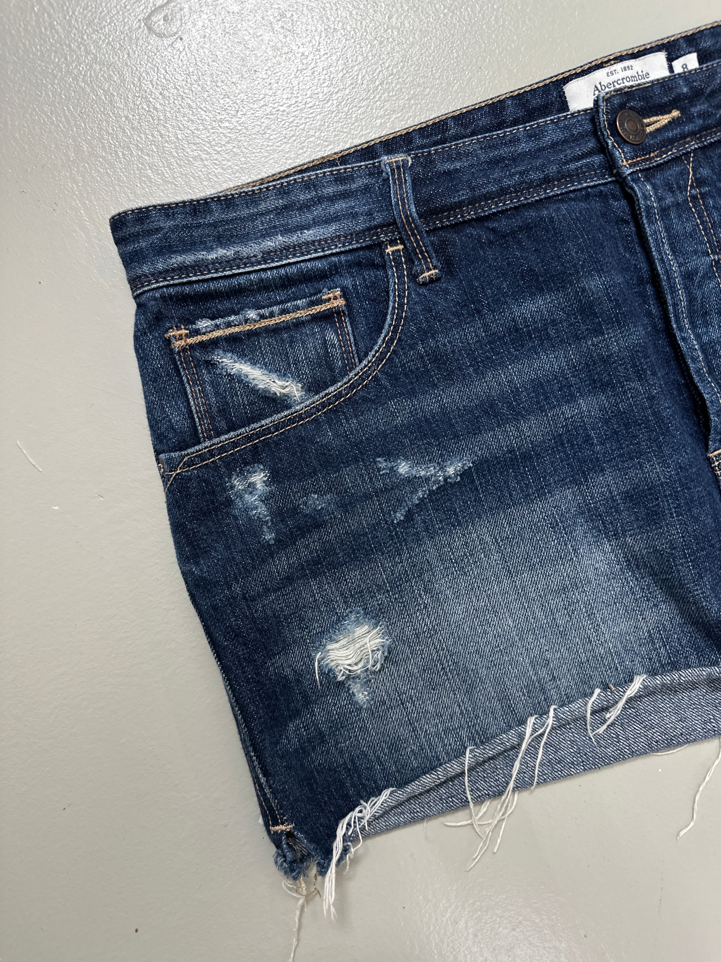 Vintage Abercrombie Ripped Denim Mini Skirt XL