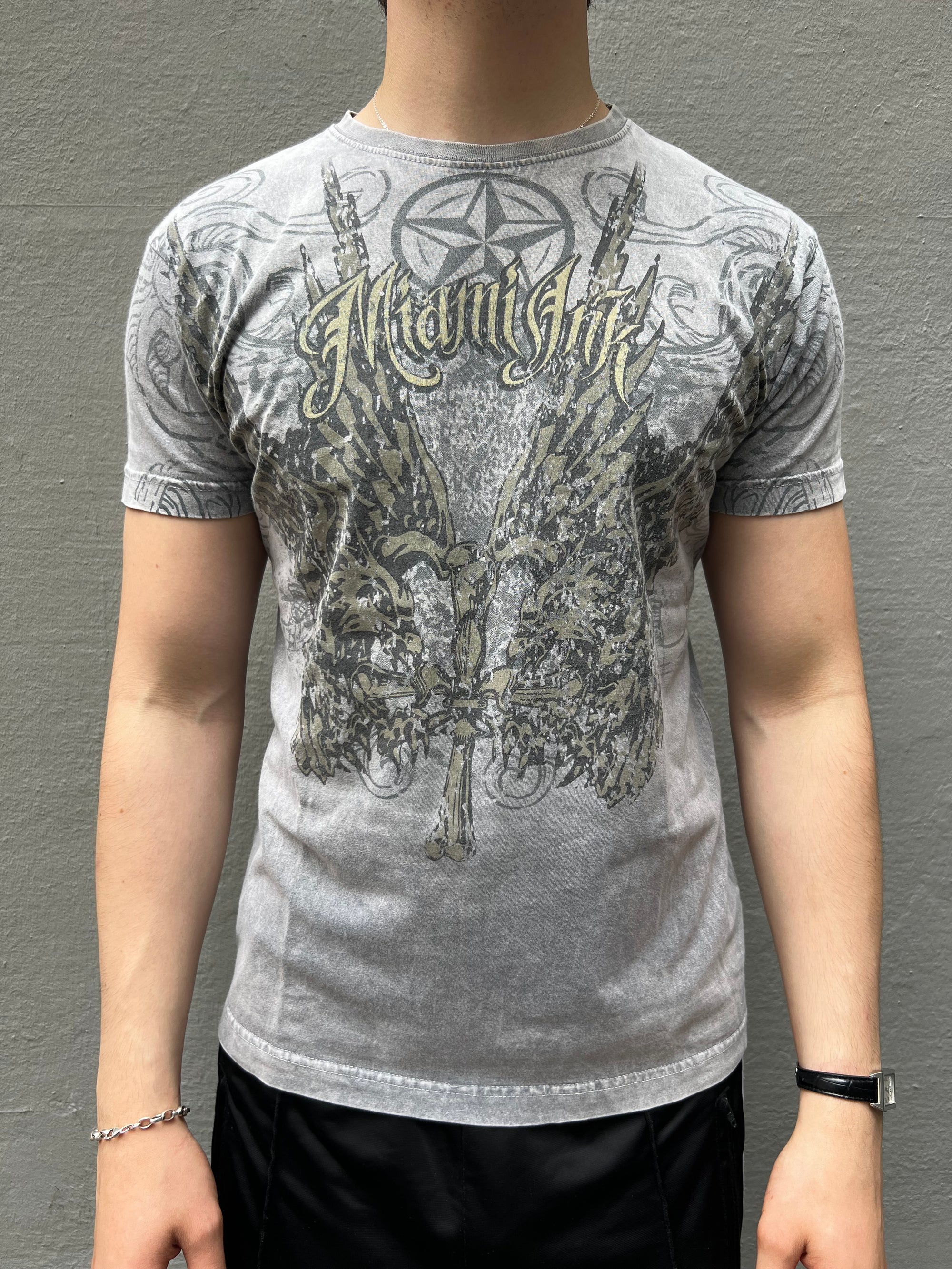 Vintage Grey Printed Miami Ink Tee S/M