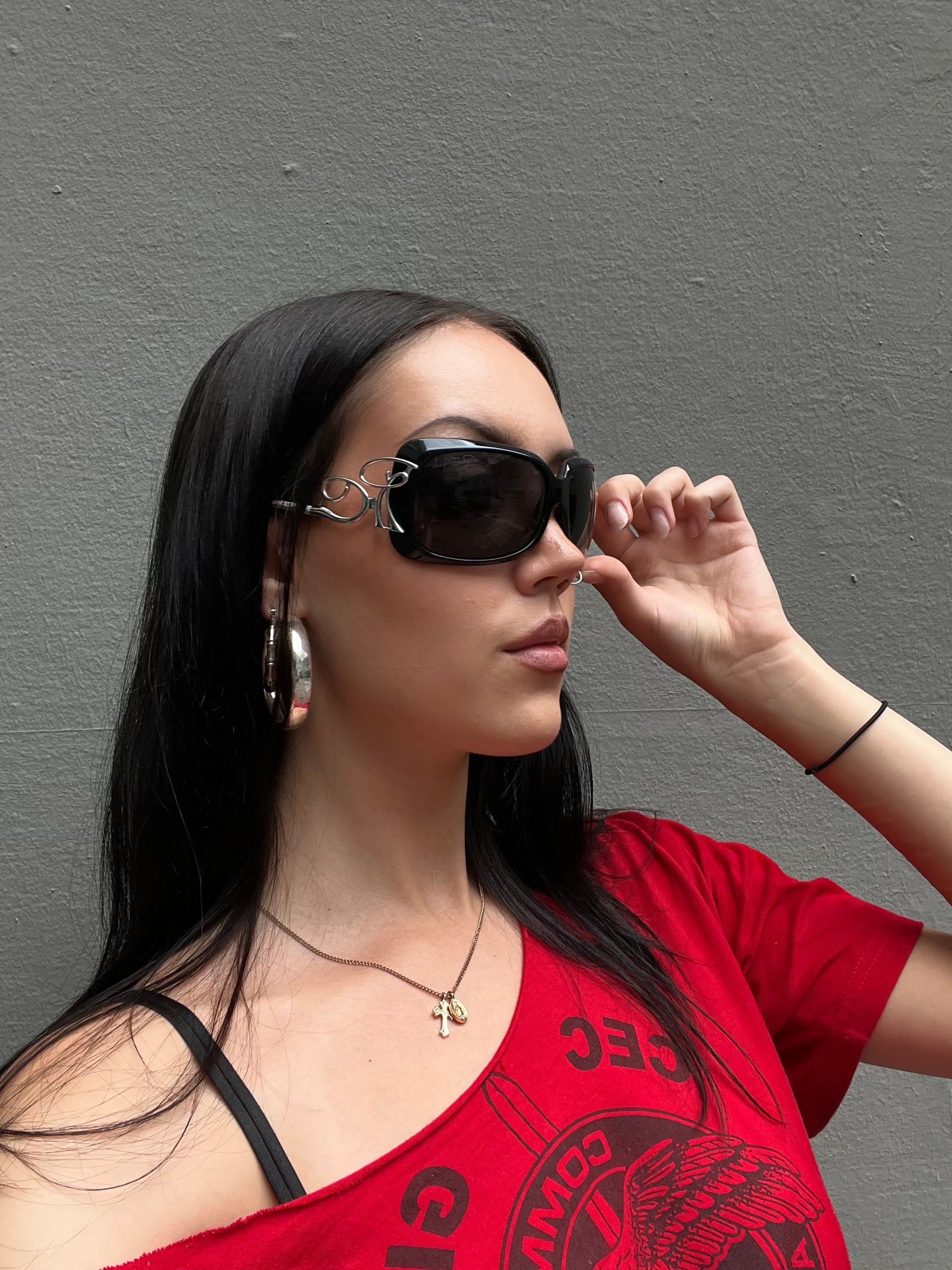 Vintage Roberto Cavalli Black and Silver Sunglasses