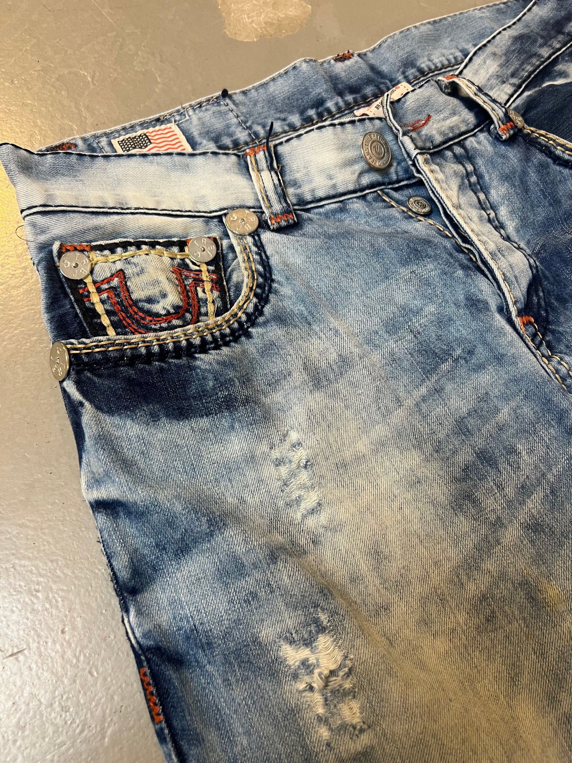 Vintage True Religion Light Blue Ripped Denim L/XL