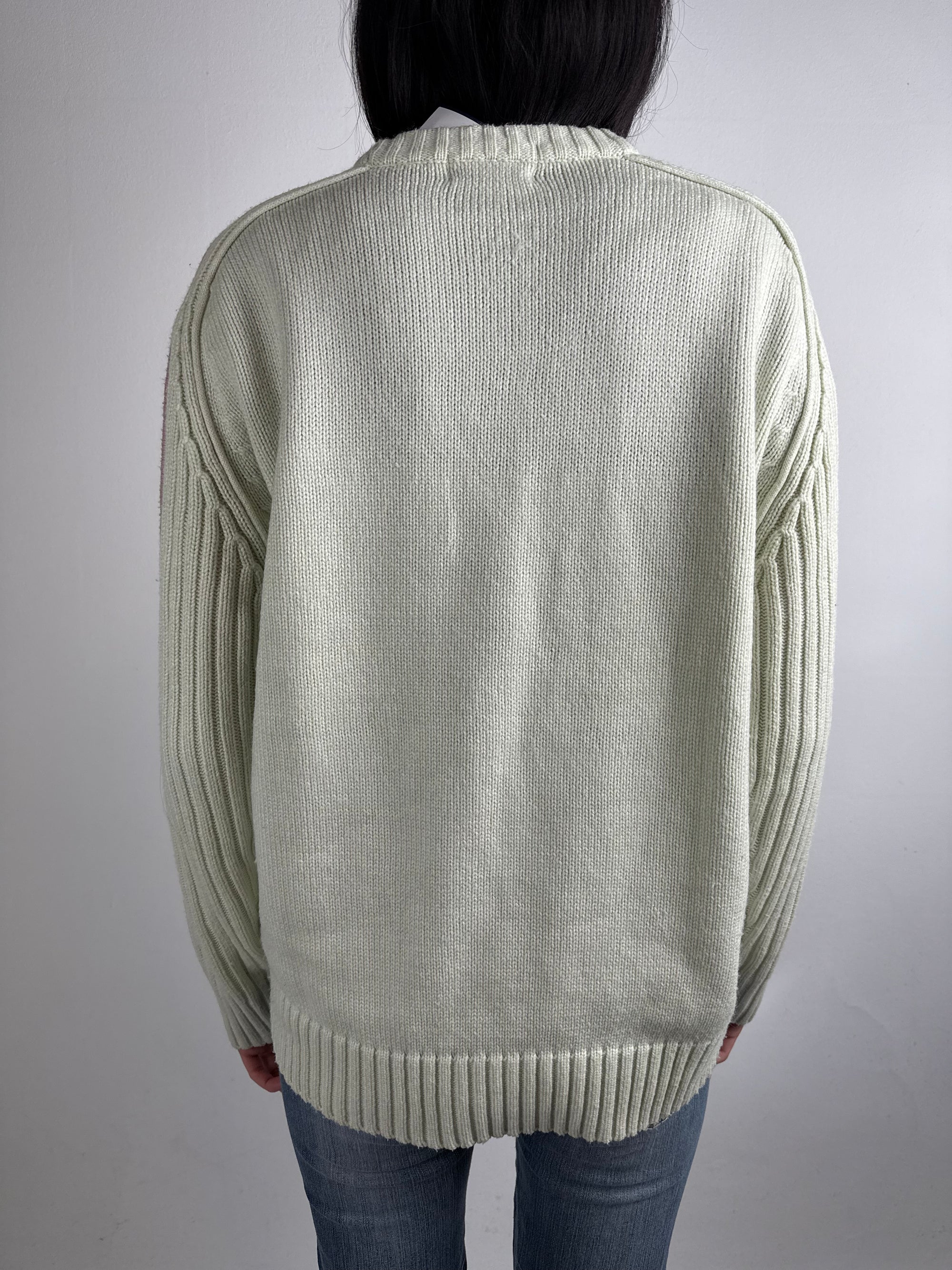 Vintage NYC Cream and Pink Knit Sweater XL