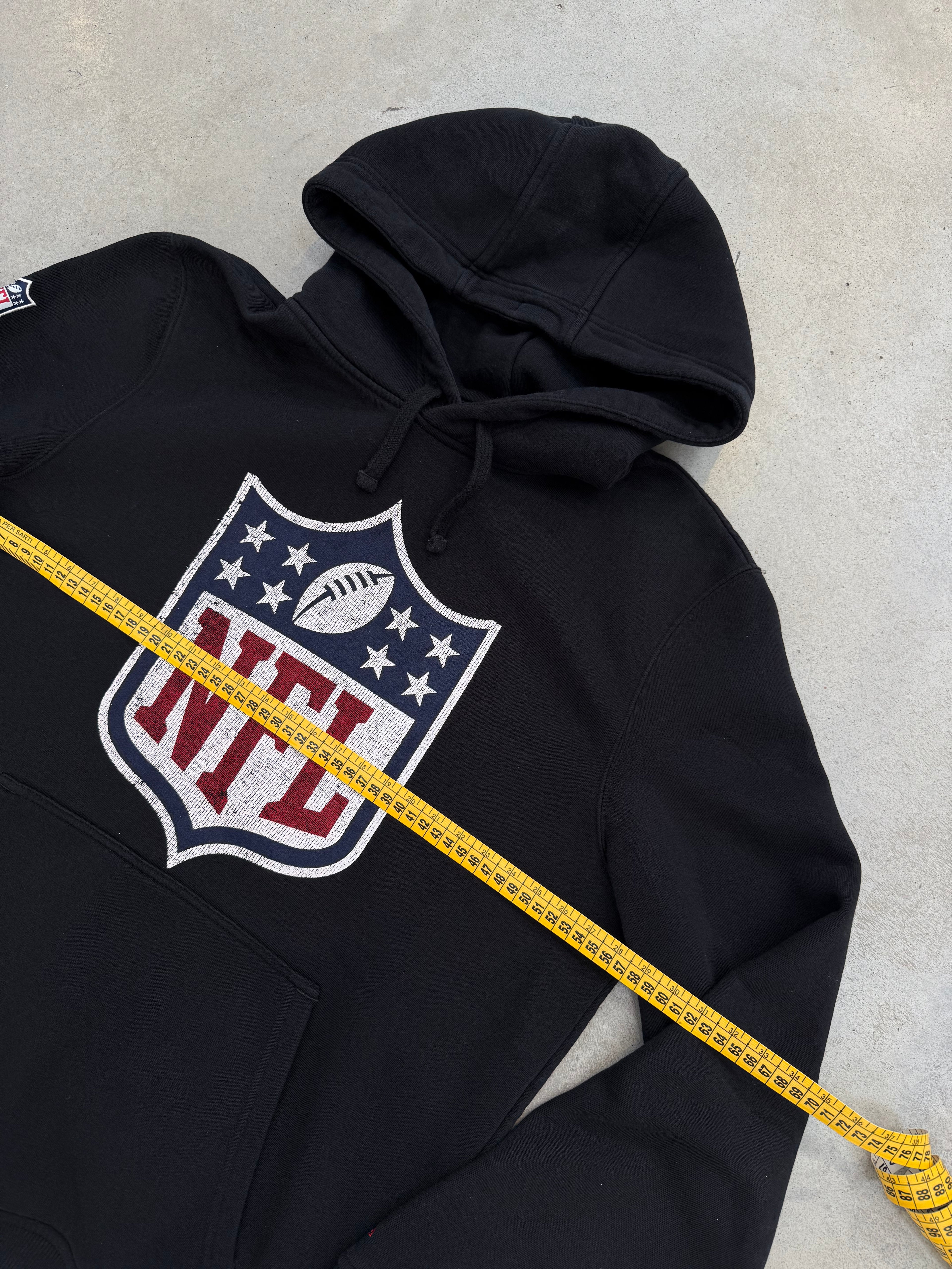 Vintage NFL Black Hoodie with Logo Print L