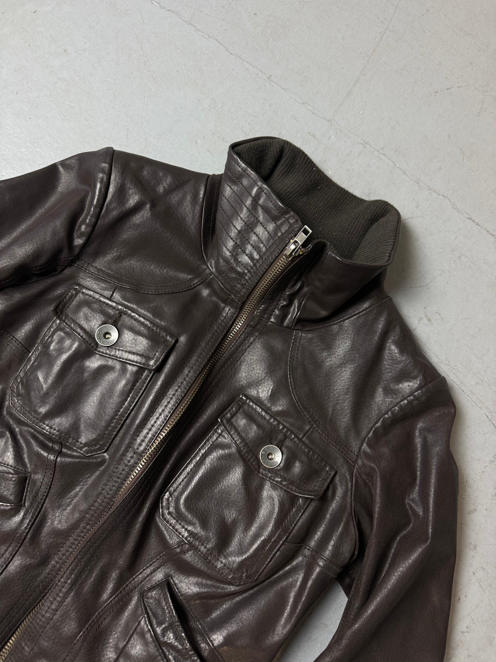 Vintage Only Dark Brown Leather Jacket M
