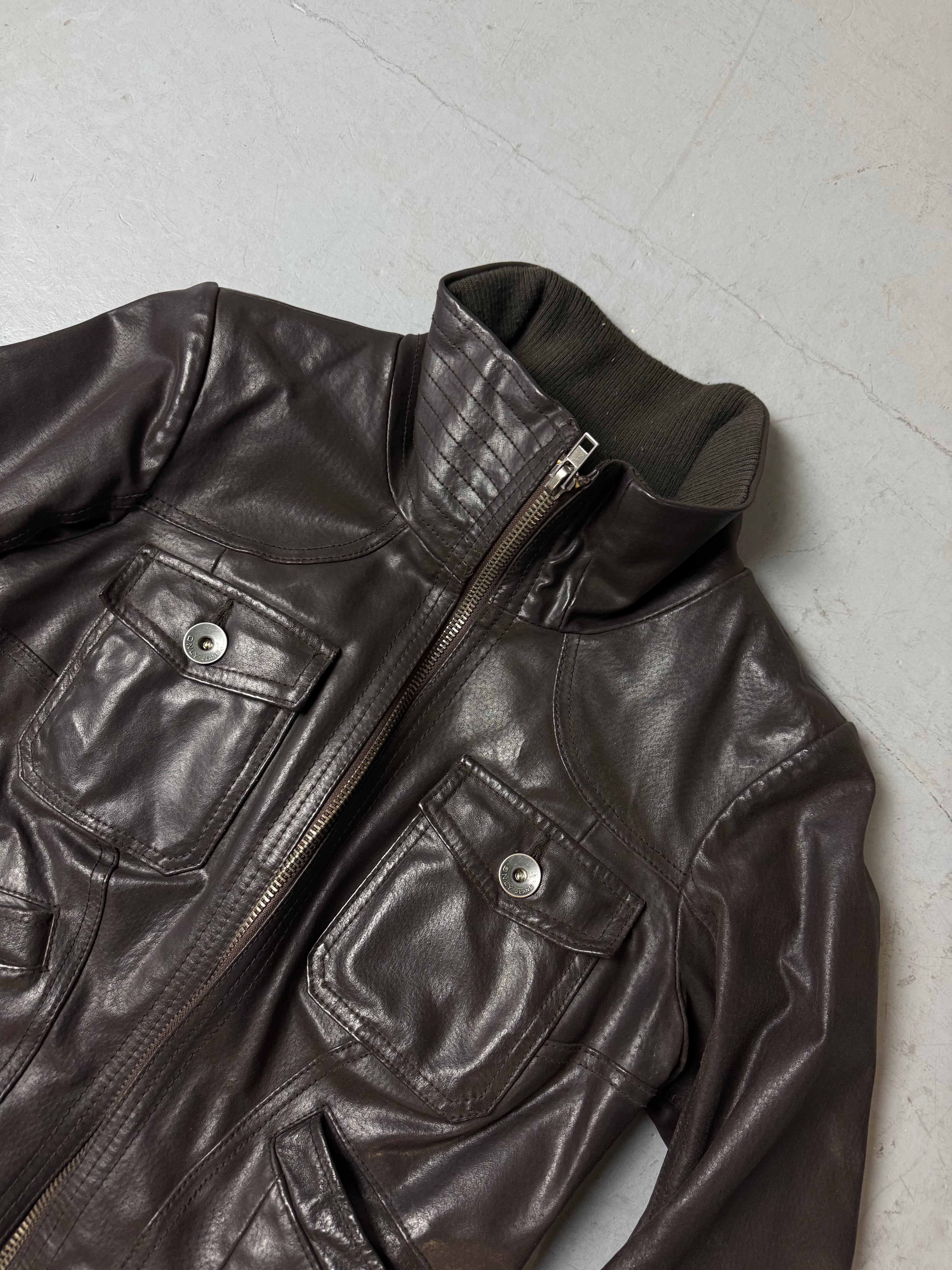 Vintage Only Dark Brown Leather Jacket M