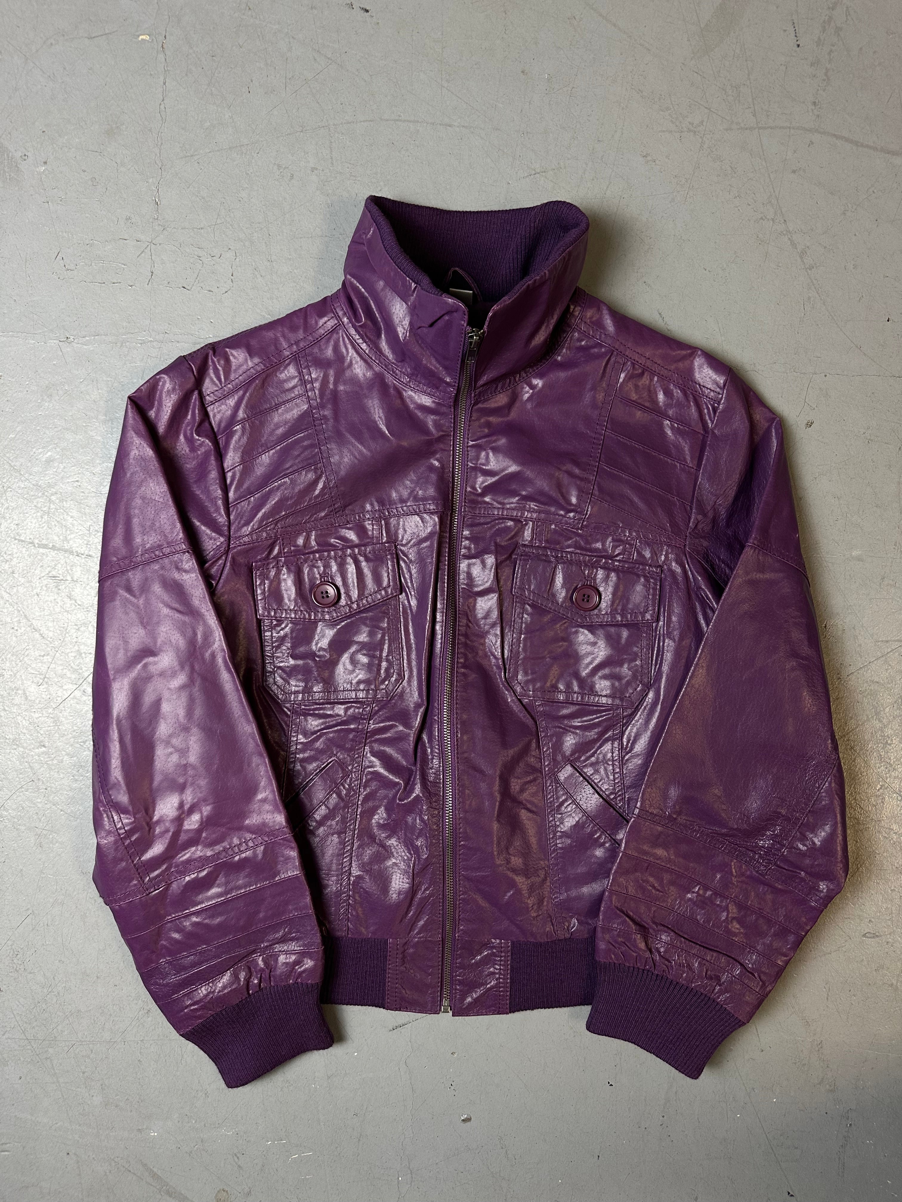 Vintage Purple Leather Jacket L