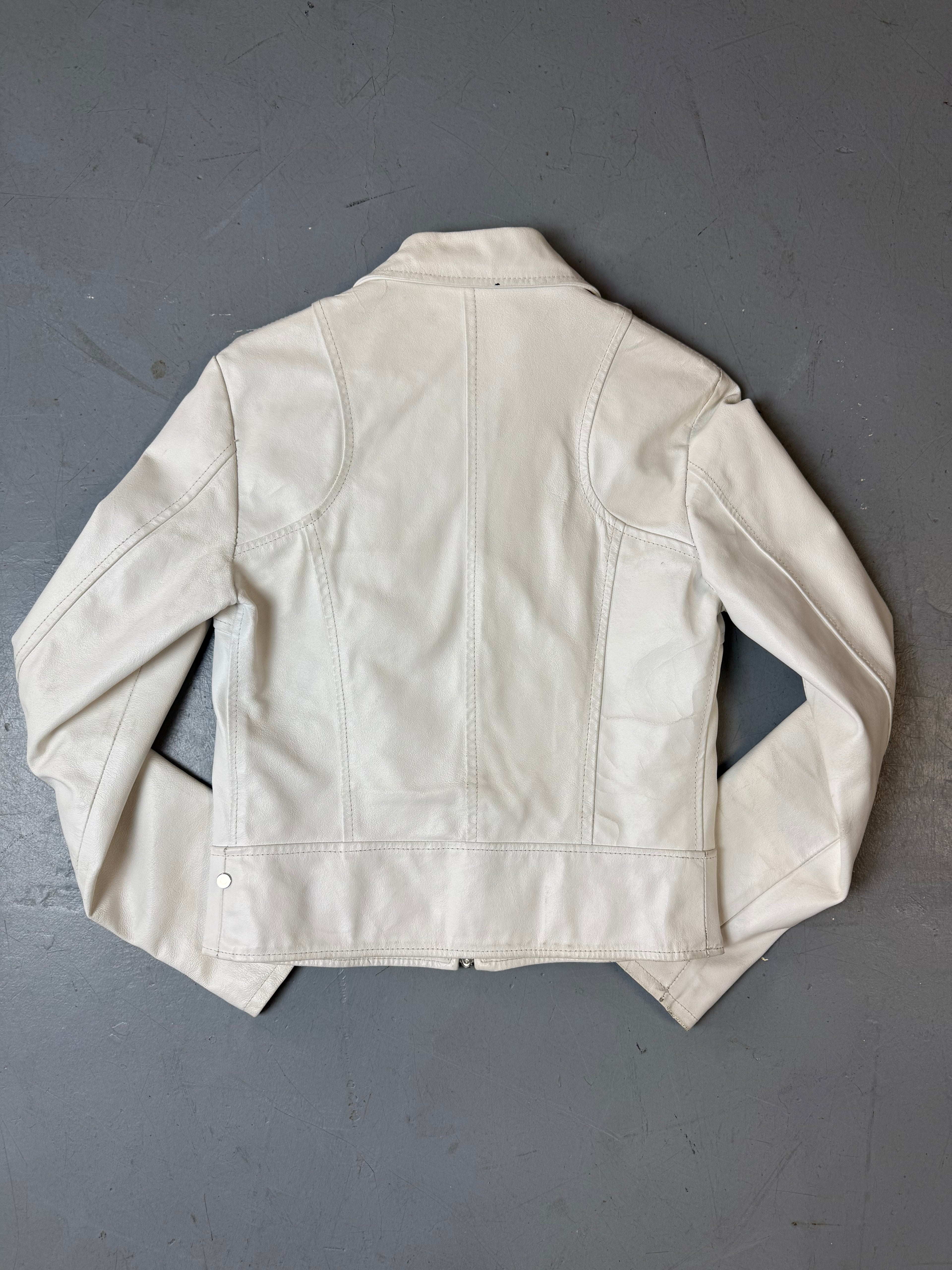 Produktbild von Vintage White Italian Leather Jacket S/M von hinten