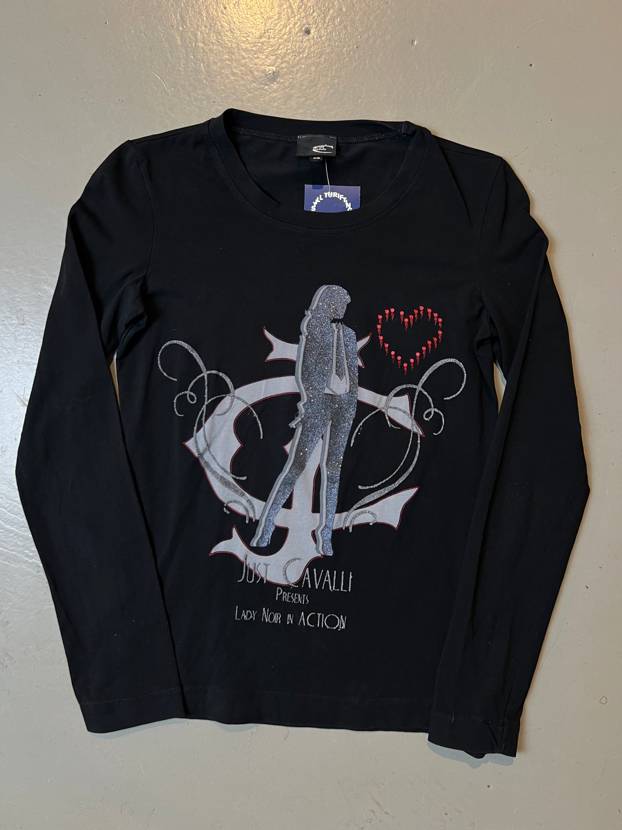 Vintage Black Just Cavalli Printed Longsleeve XS