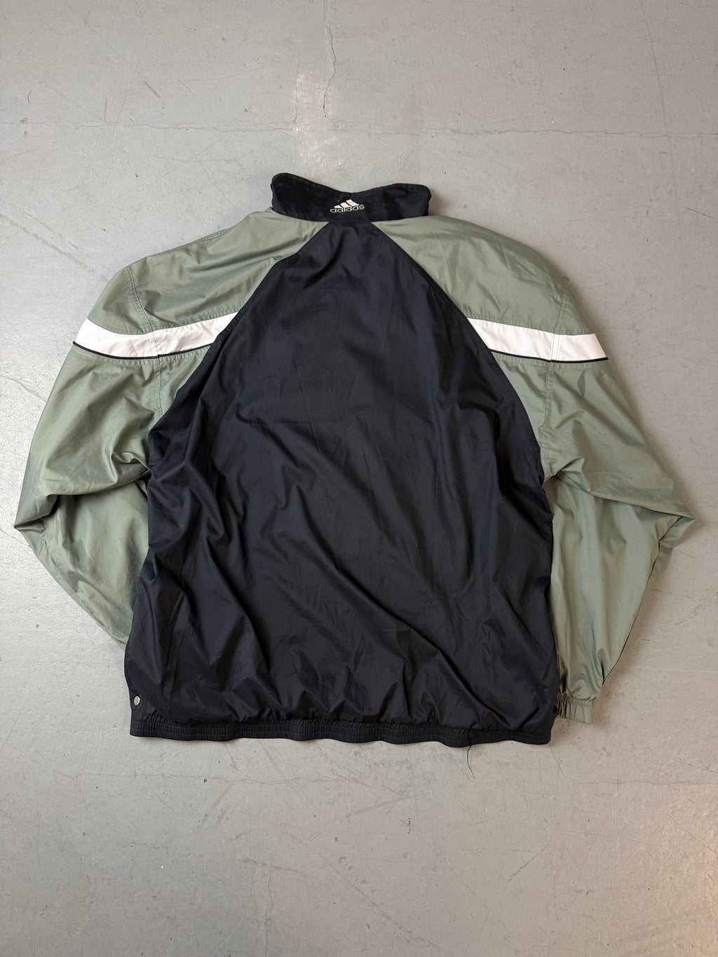 Vintage Adidas Black and Green Track Jacket XL
