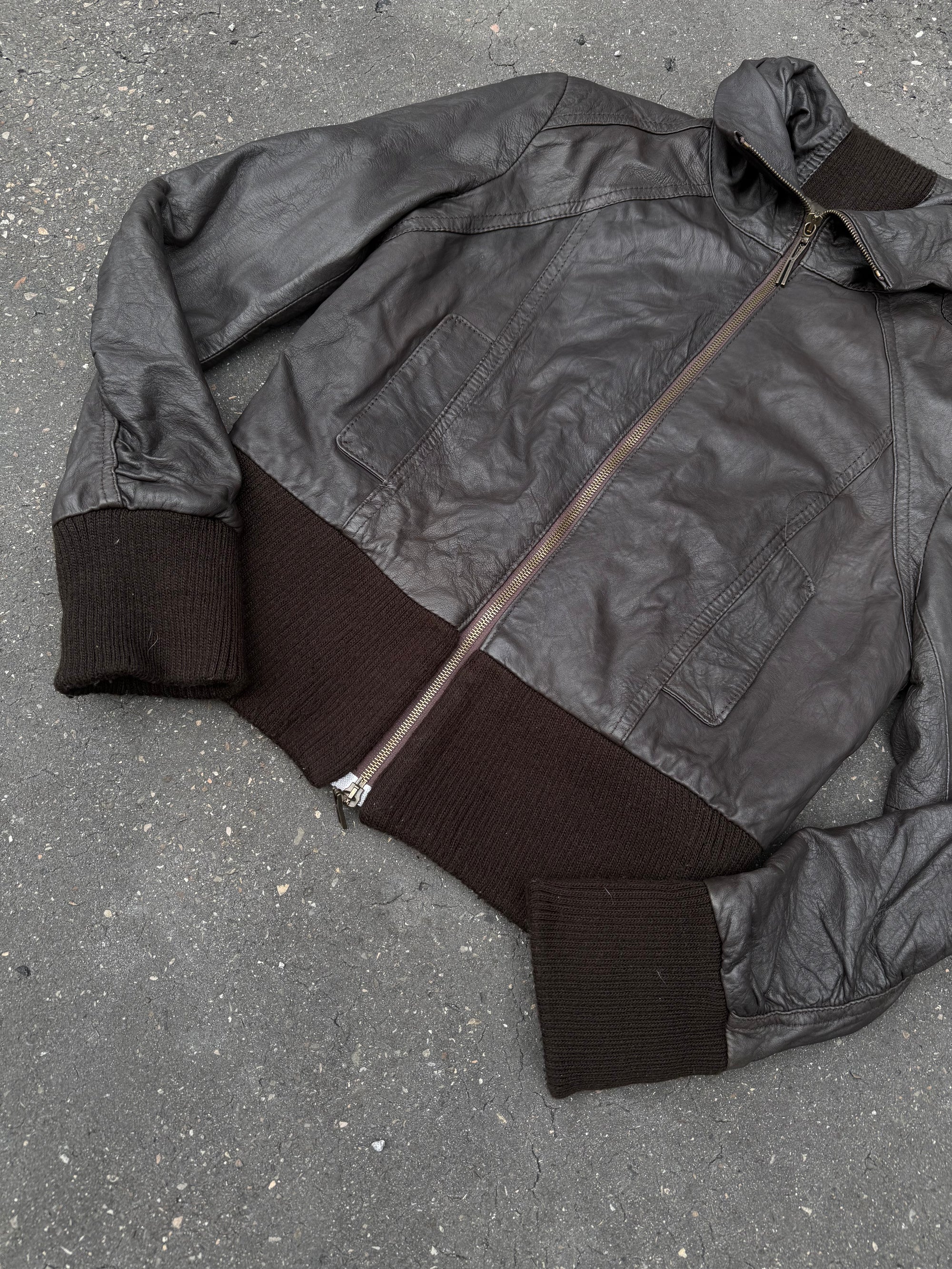 Vintage Brown Cropped Leather Jacket S
