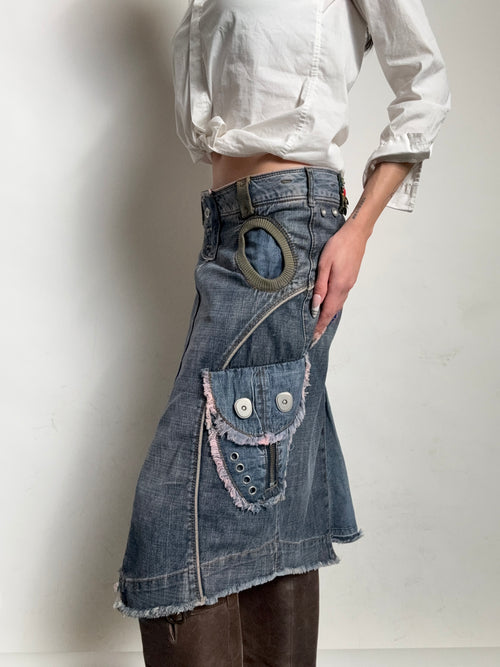 Vintage Miss Sixty Denim Midi Skirt M