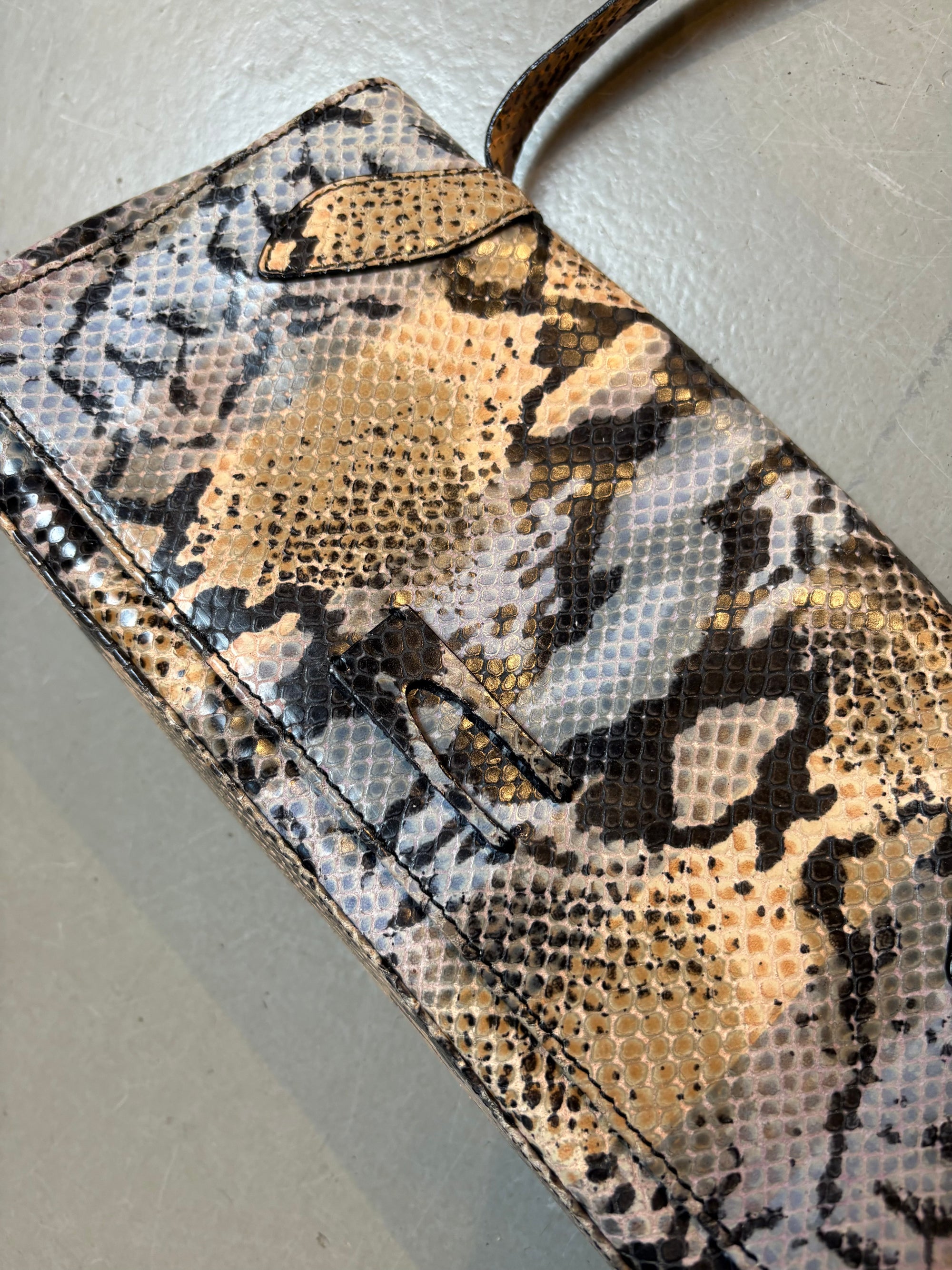 Vintage Coccinelle Snake Optic Baguette Bag