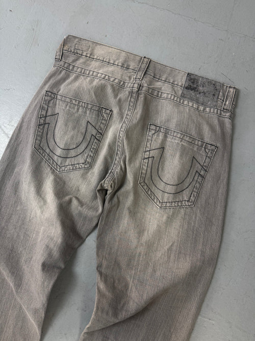 Vintage True Religion graue baggy Jeans für Herren Y2K Second Hand Fashion