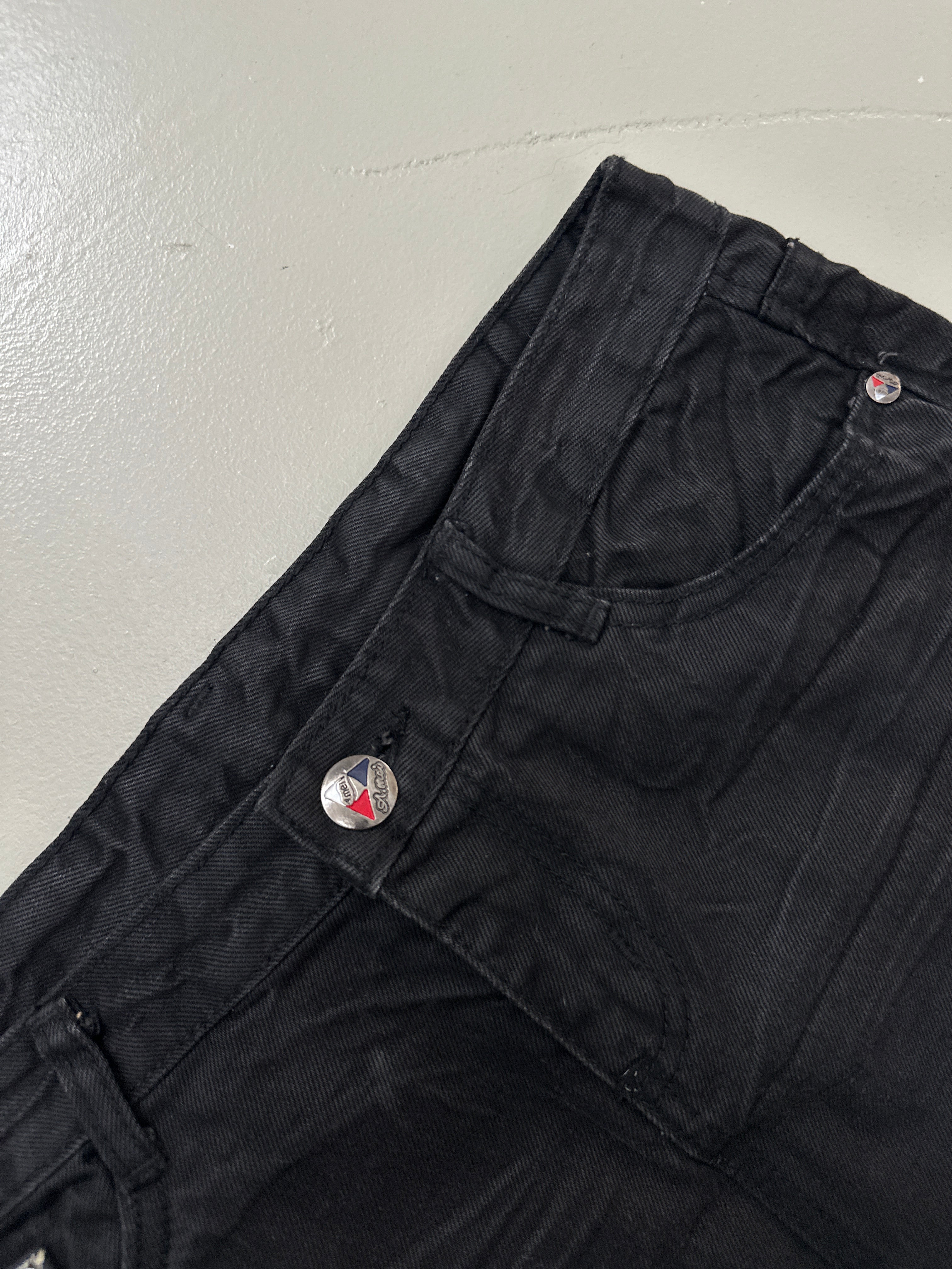 Vintage Black UK Flag Mini Skirt für Frauen. Y2K Second Hand 2000s Fashion
