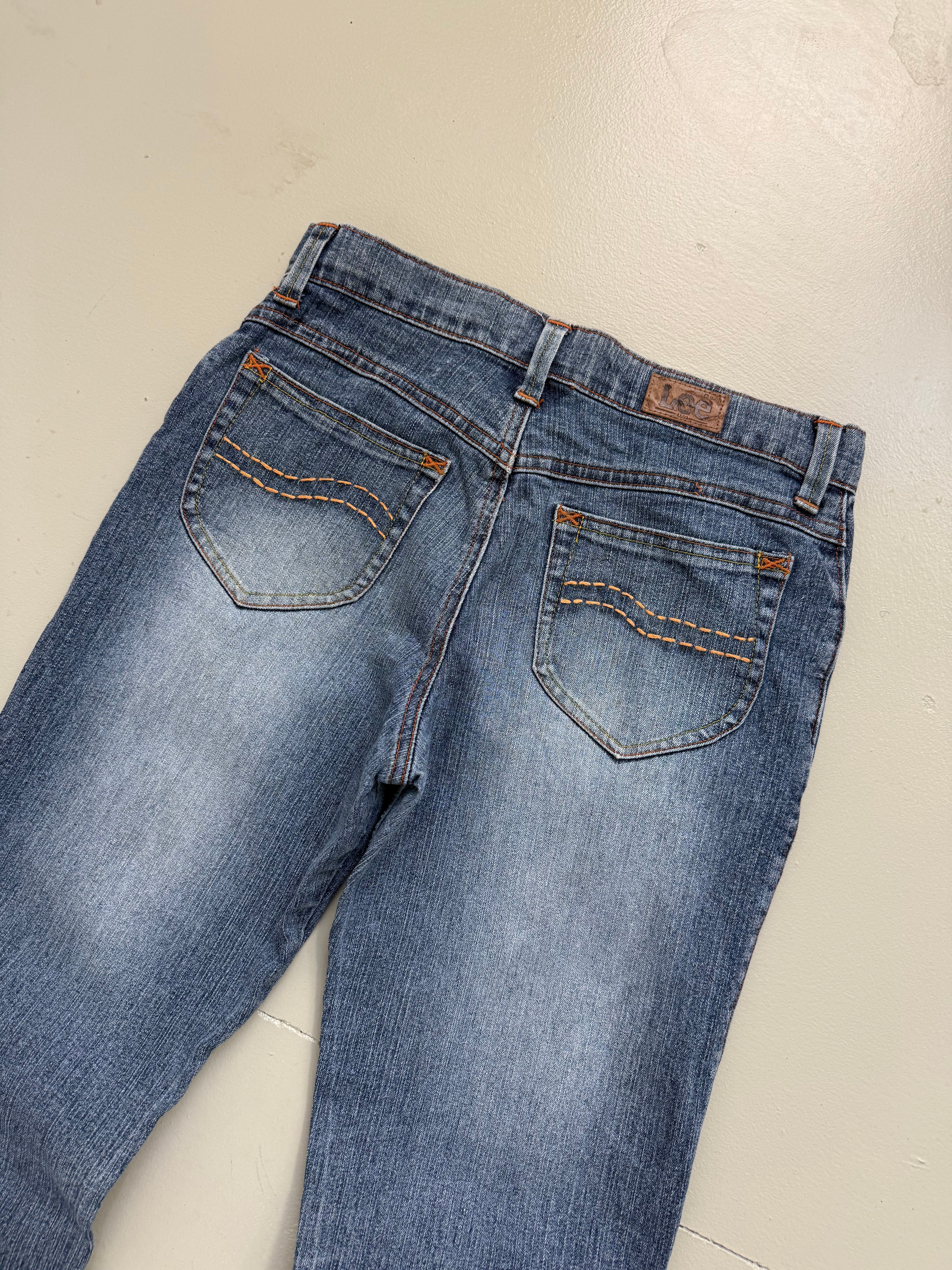 Vintage Lee Flared Orange Stitched Denim XS
