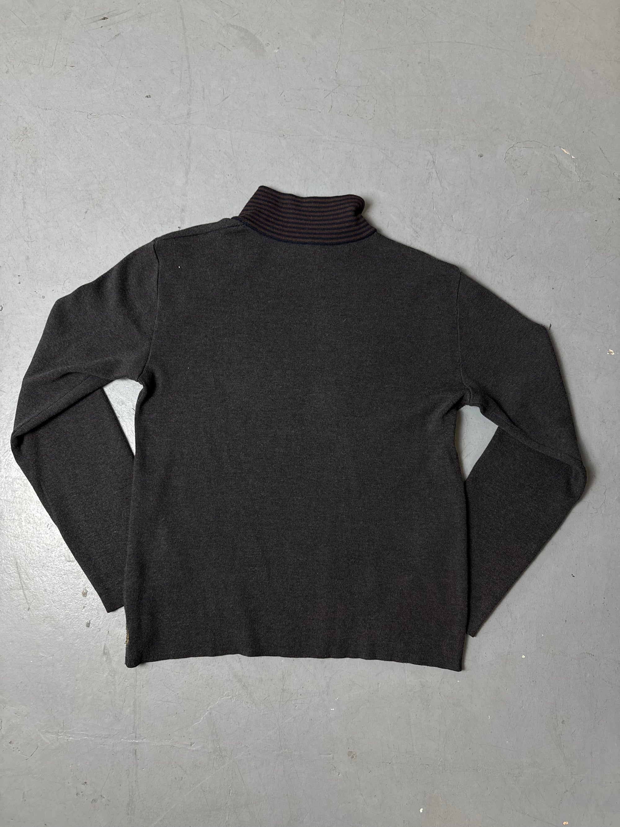 Vintage Armani Jeans Grey and Brown Sweater L