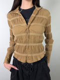 Vintage Light Brown Ruffled Blouse S