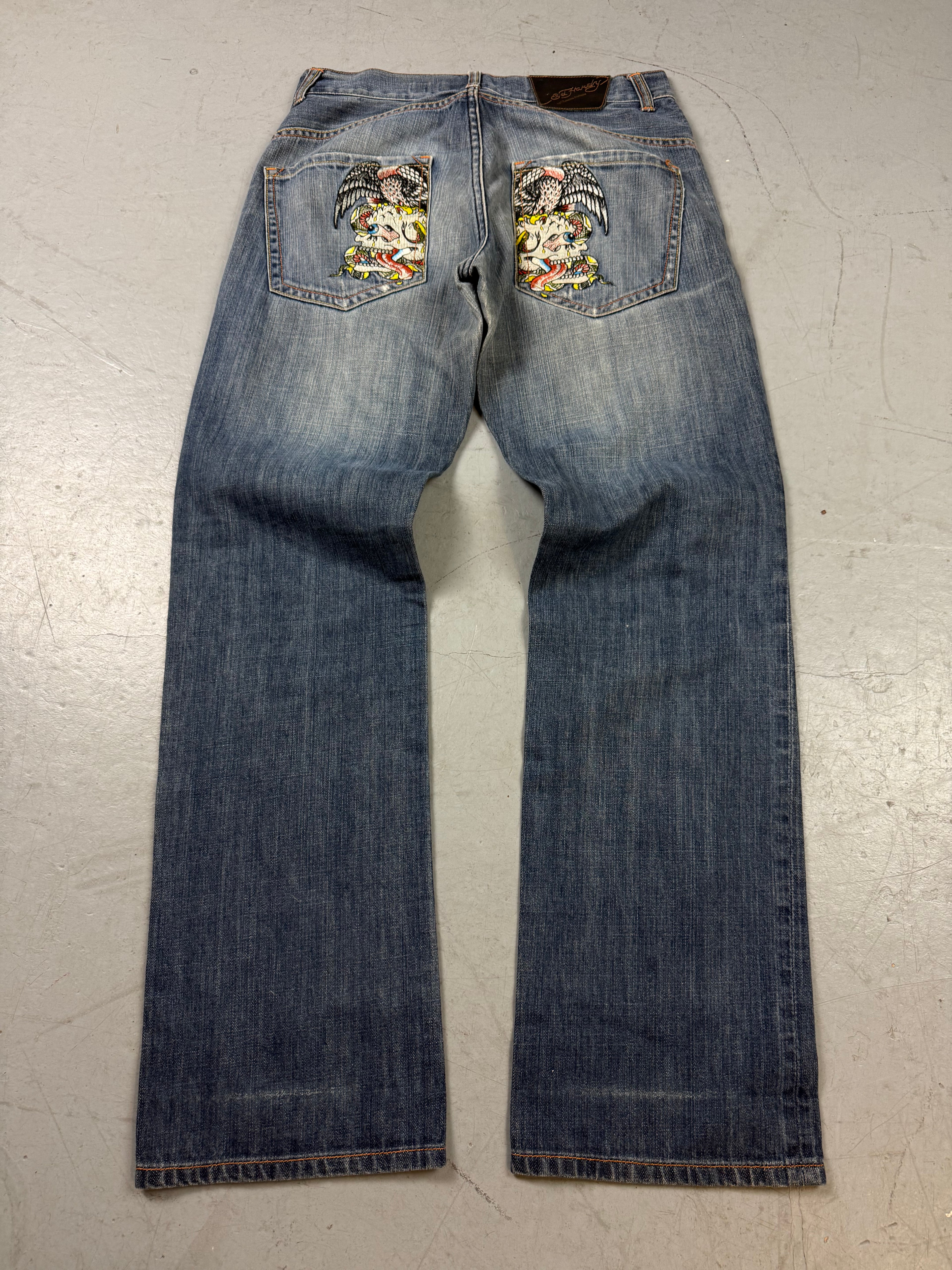 Vintage Ed Hardy Baggy Denim with Back Print M/L