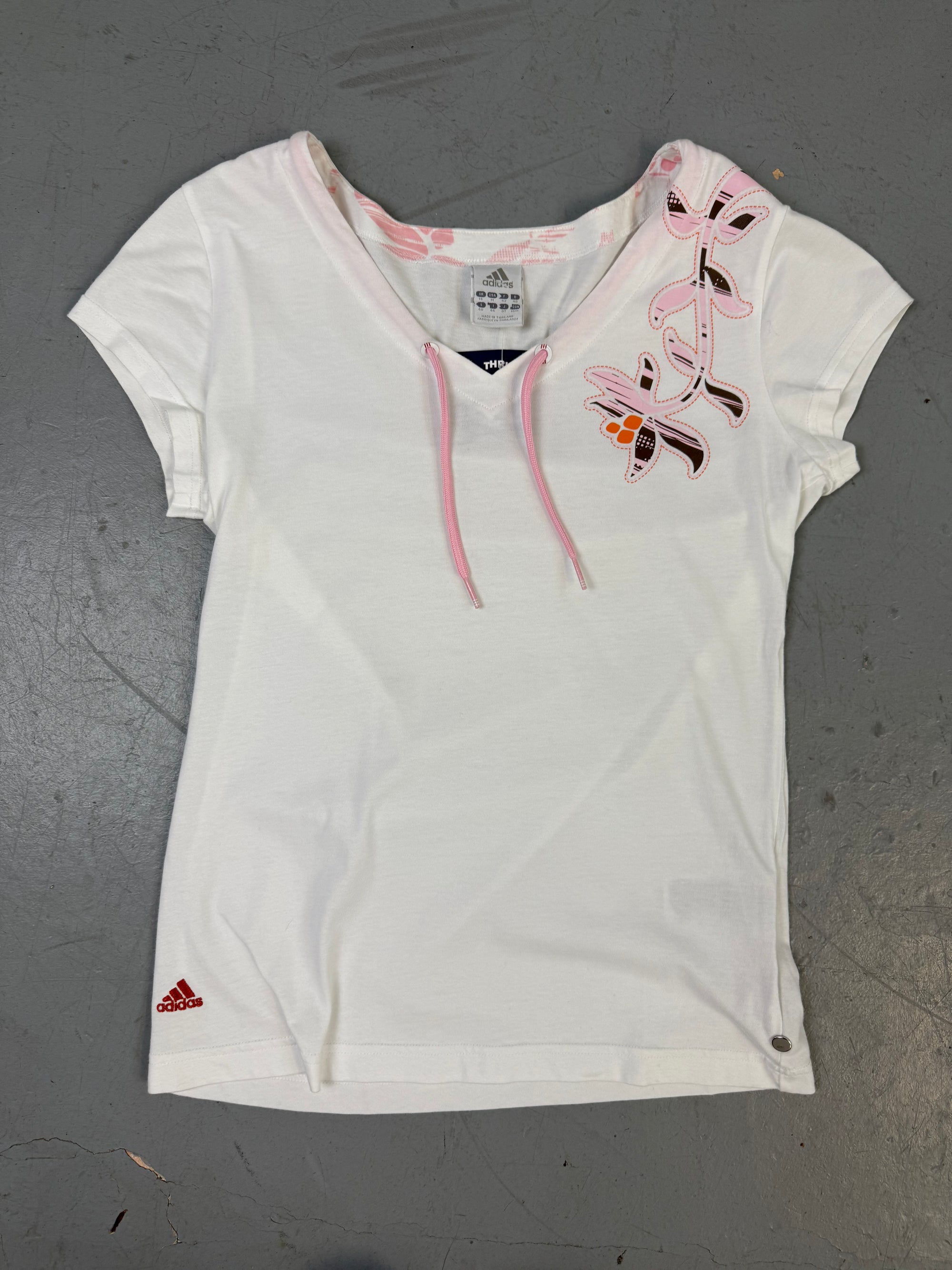 Vintage Adidas White and Pink Tee M
