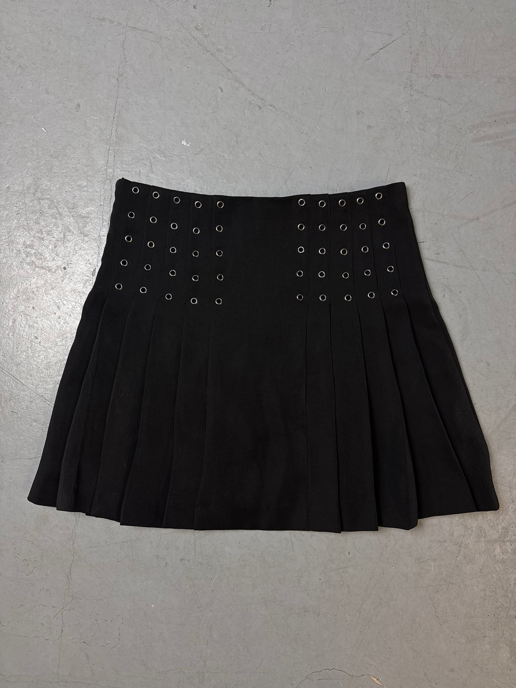 Vintage Black Eyelet Mini Skirt S