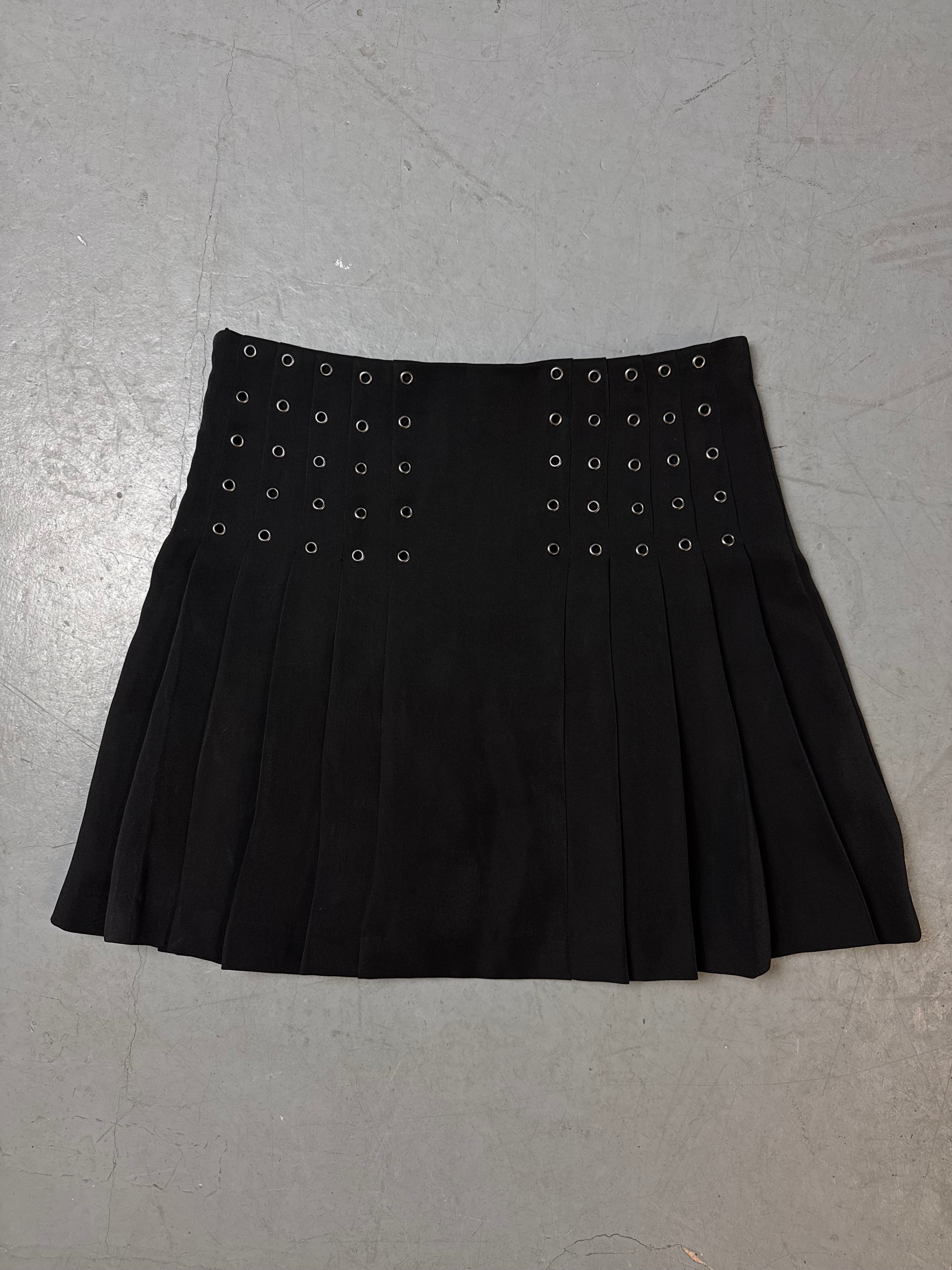Vintage Black Eyelet Mini Skirt S