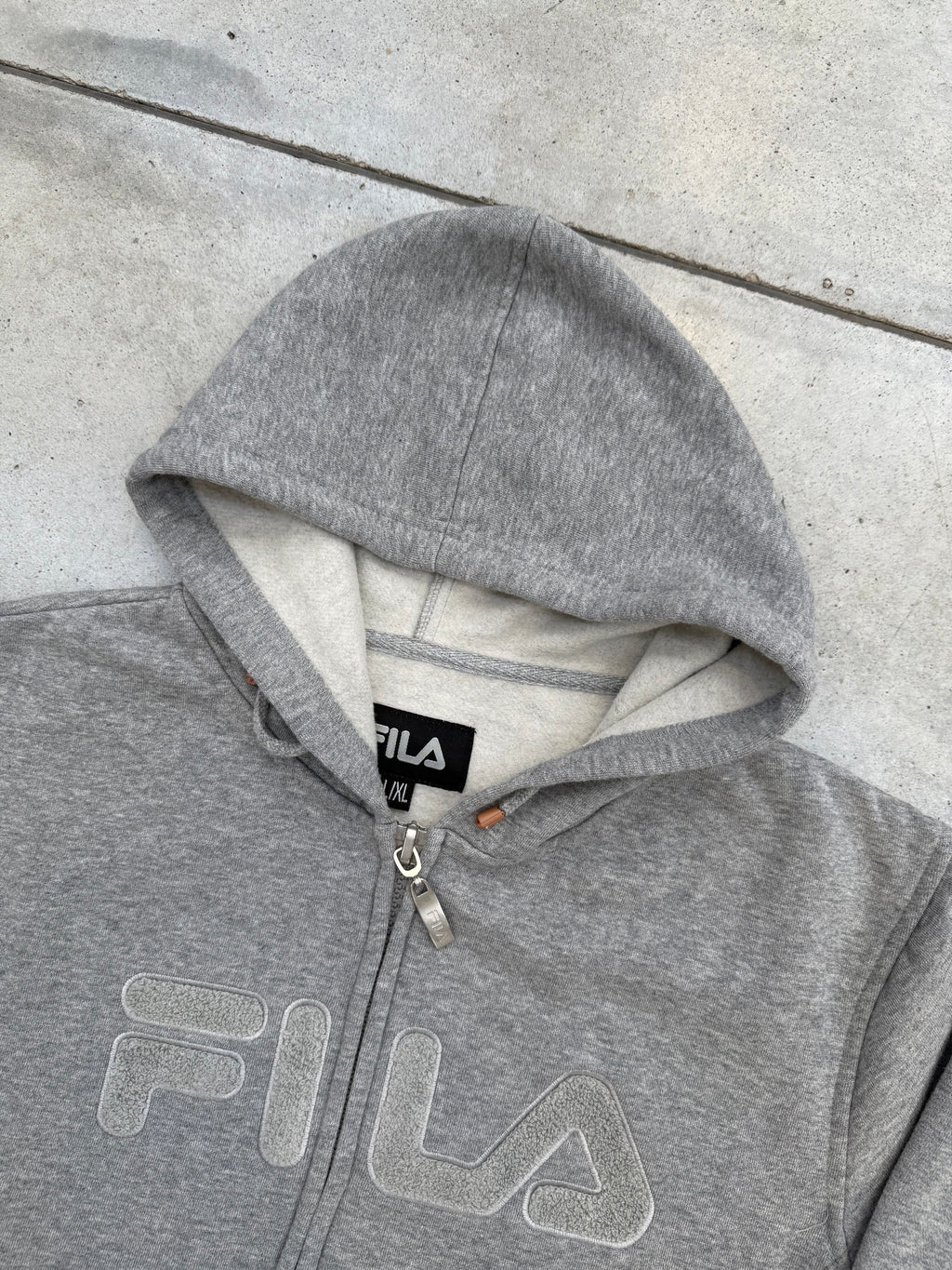 Vintage Fila Grey Zip Up Hoodie L/XL