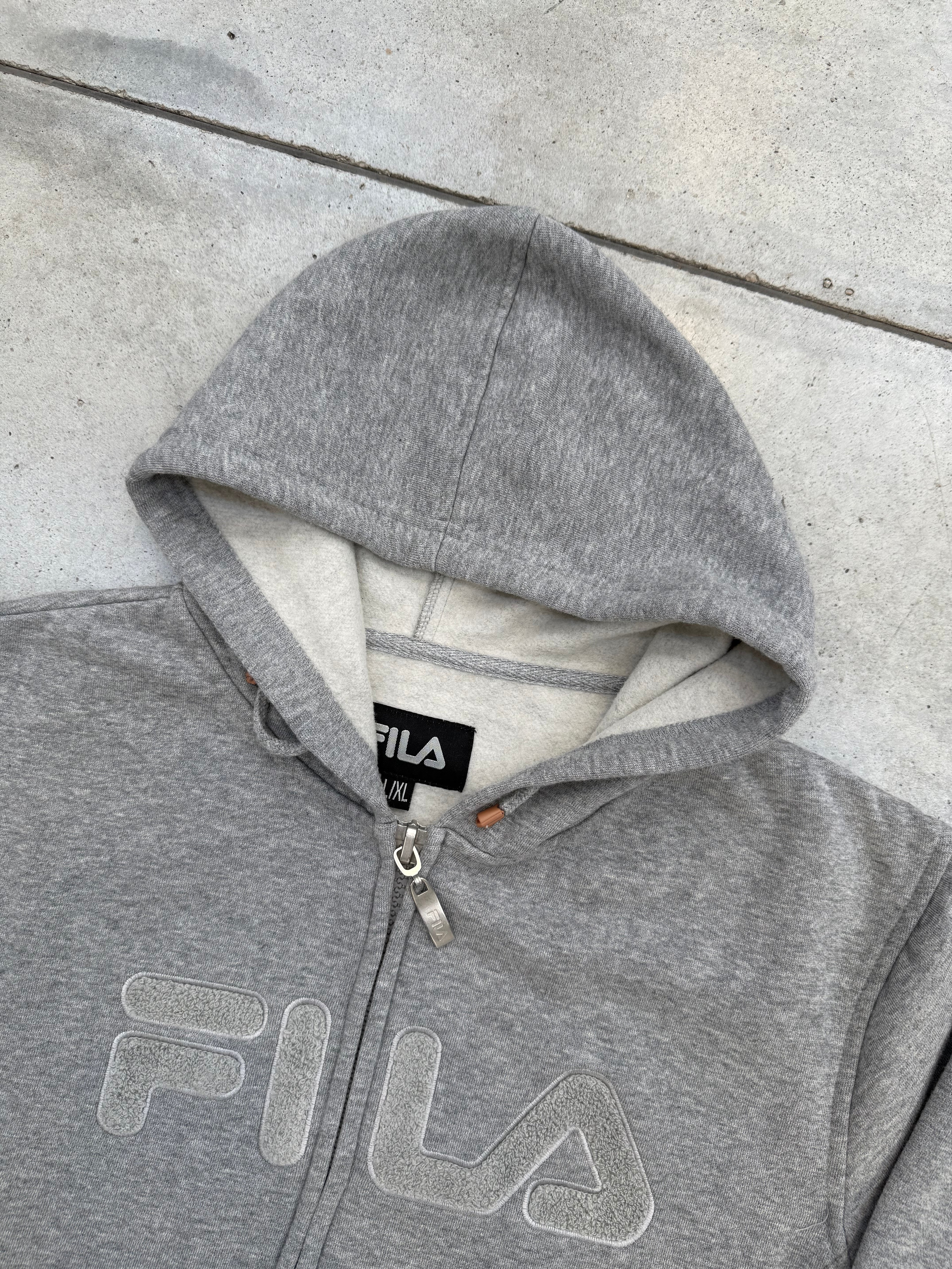 Vintage Fila Grey Zip Up Hoodie L/XL