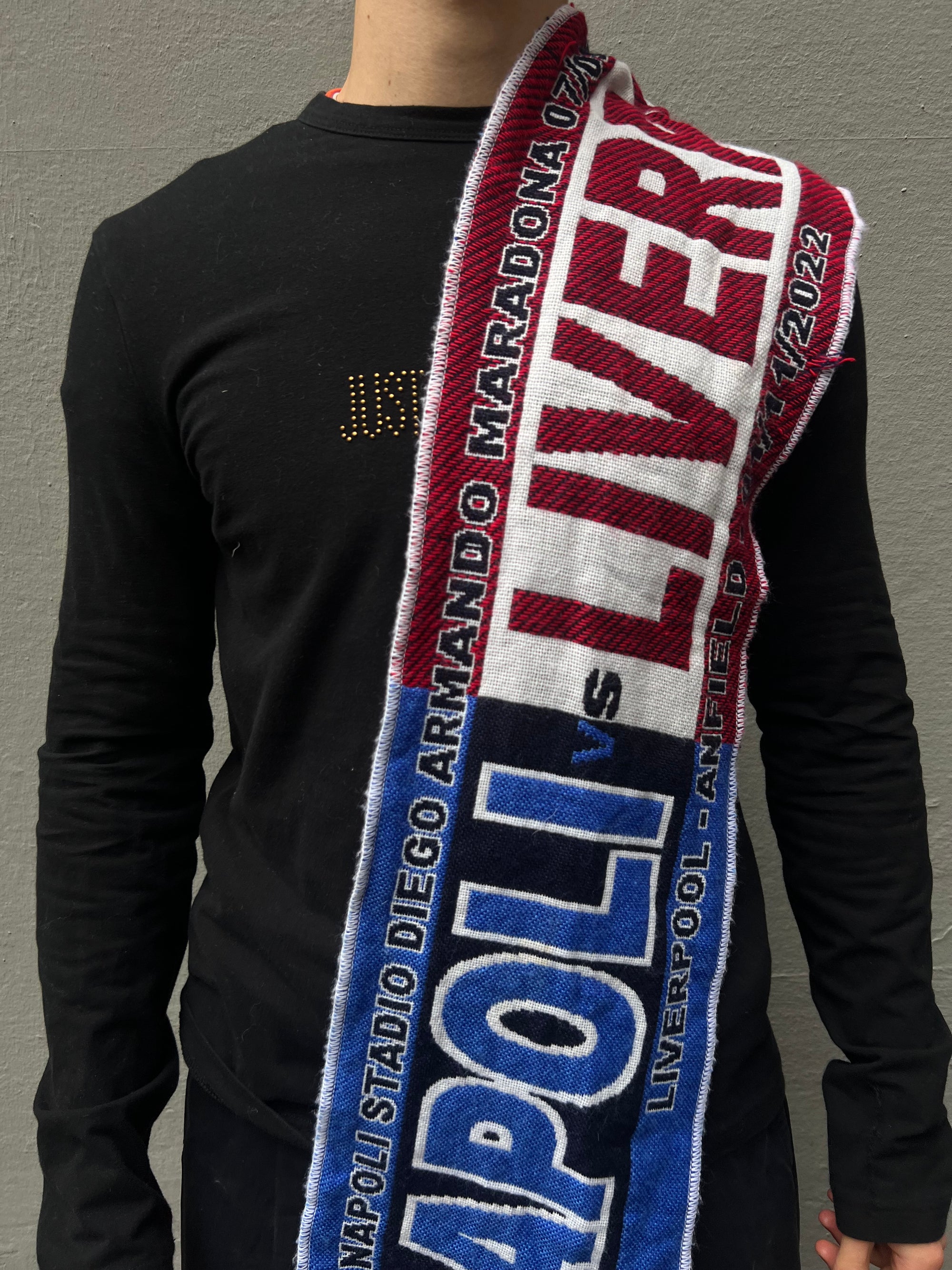 Vintage Napoli Liverpool Soccer Scarf