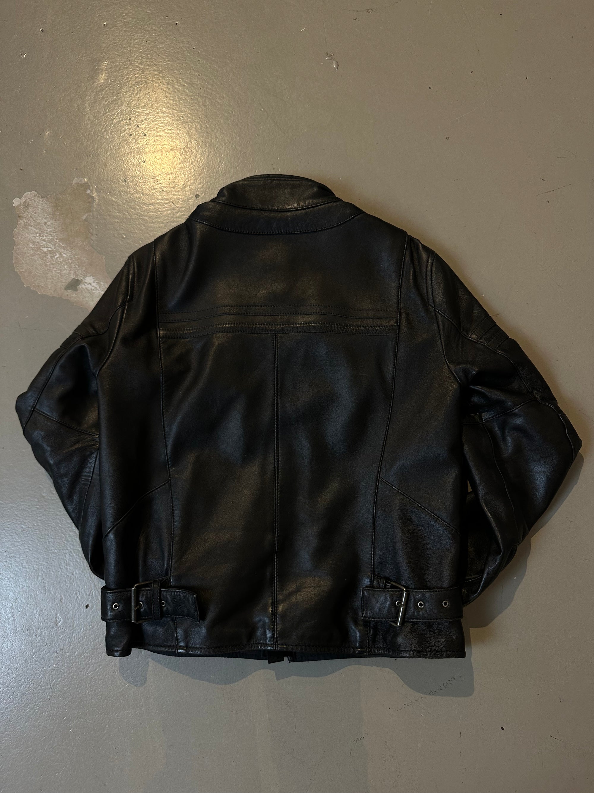 Vintage Black Leather Biker Jacket M