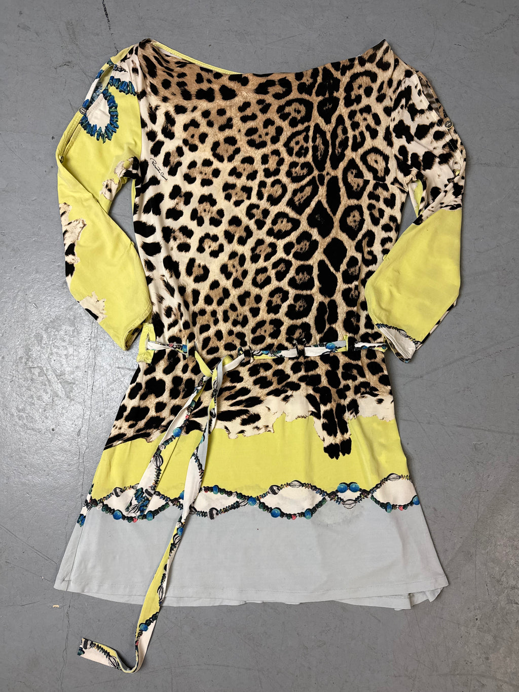 Produktbild Vintage Roberto Cavalli Yellow Leopard Print Dress  von vorne