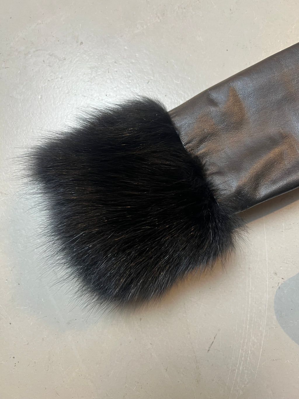 Vintage Black Fur Leather Jacket S