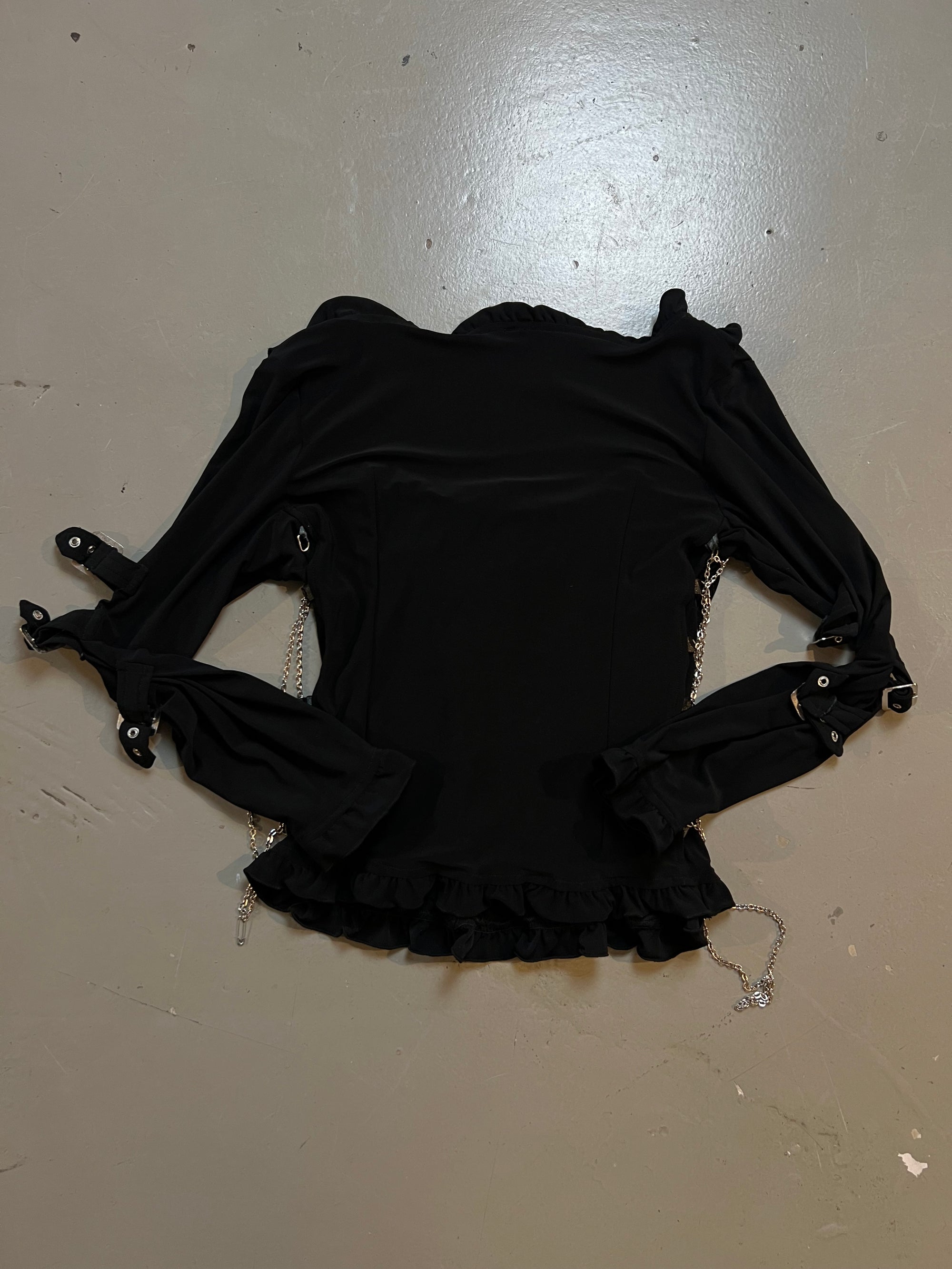 Vintage Black Alternative Longsleeve with Belts S
