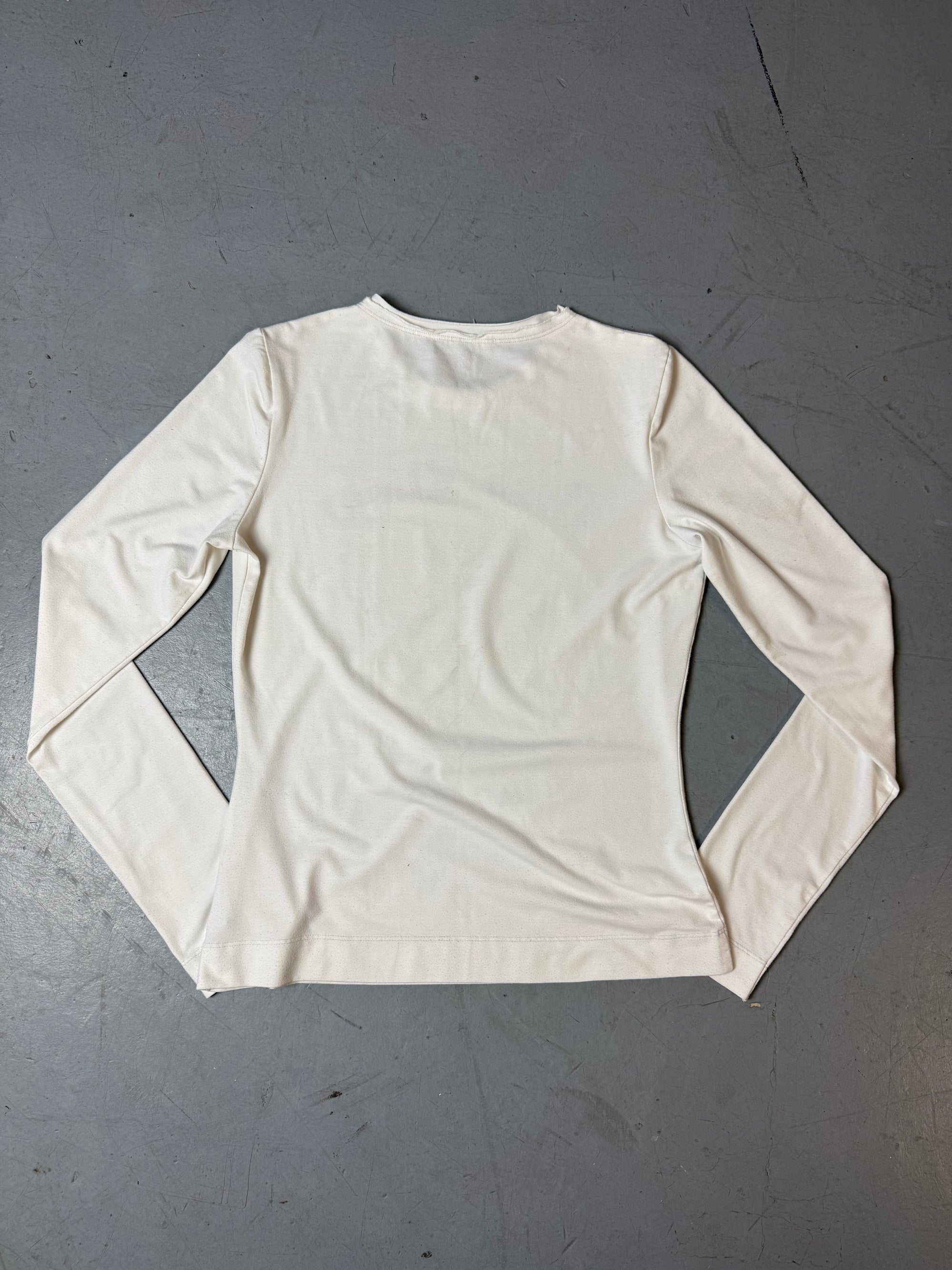 Produktbild von einem Vintage White Printed Longsleeve von hinten