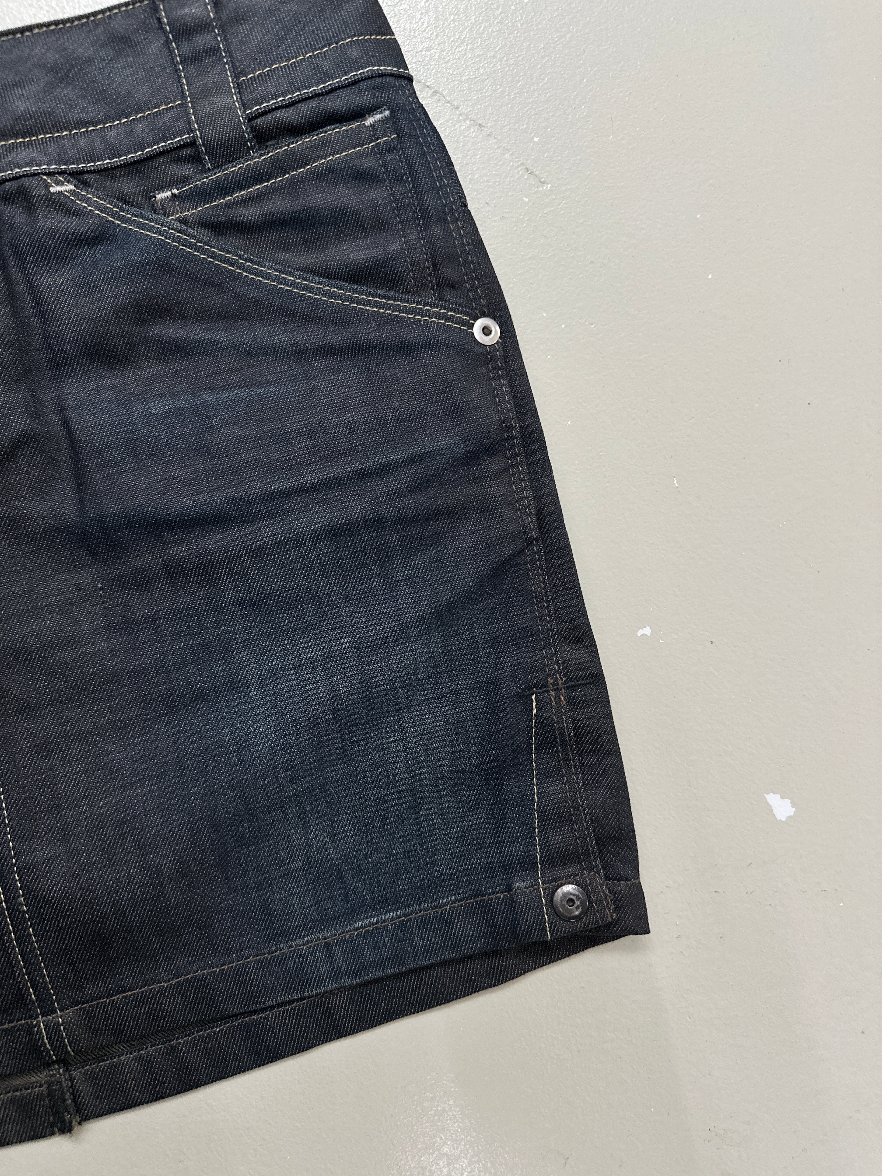 Vintage G-Star Black Waxed Mini Skirt M
